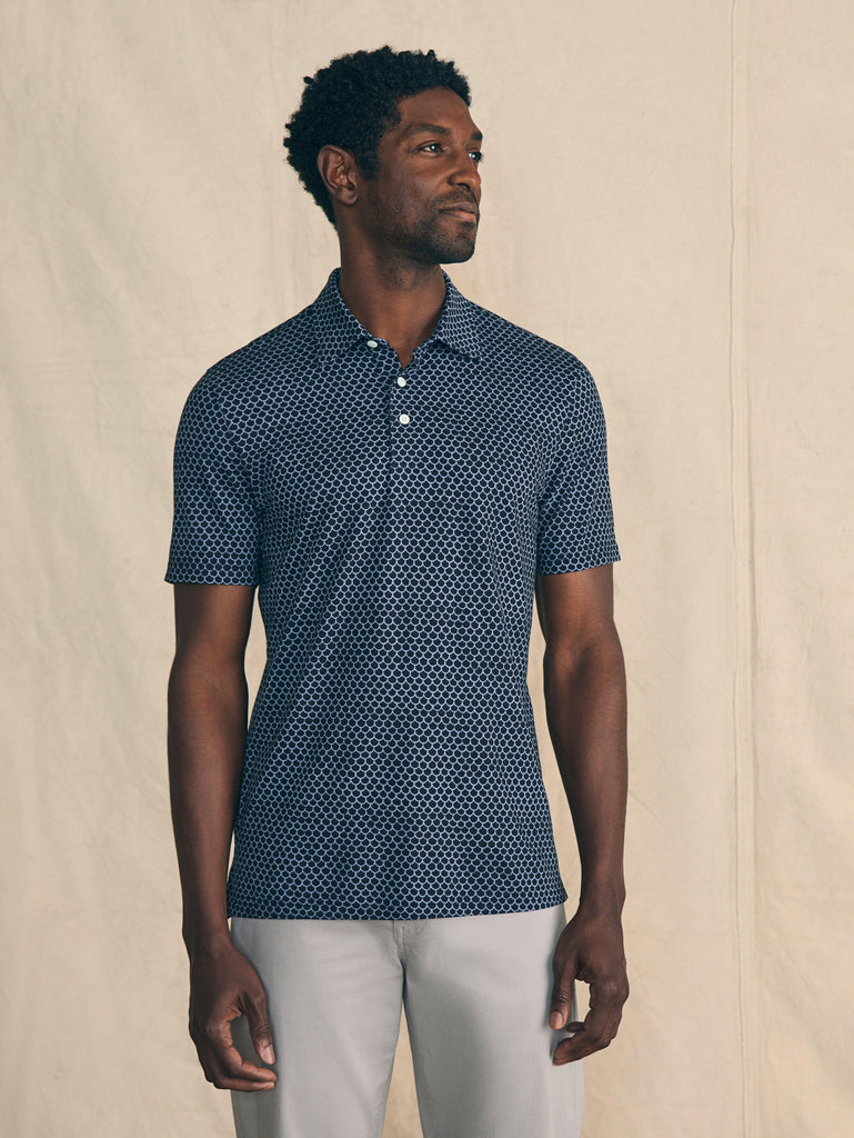 Movement™ Short-Sleeve Pique Polo Shirt - Midnight Fishscale | Faherty ...