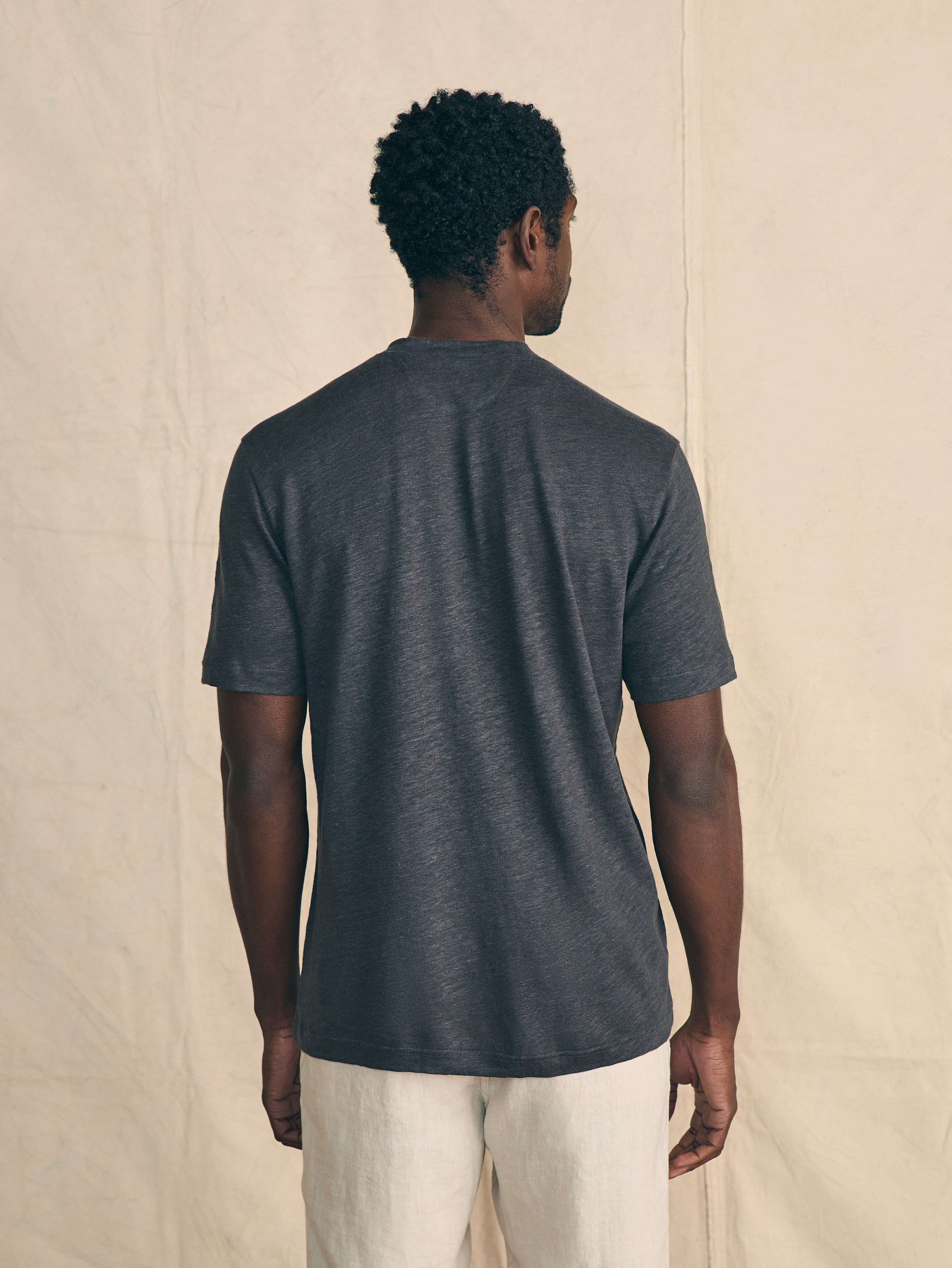 Short-Sleeve Linen Henley