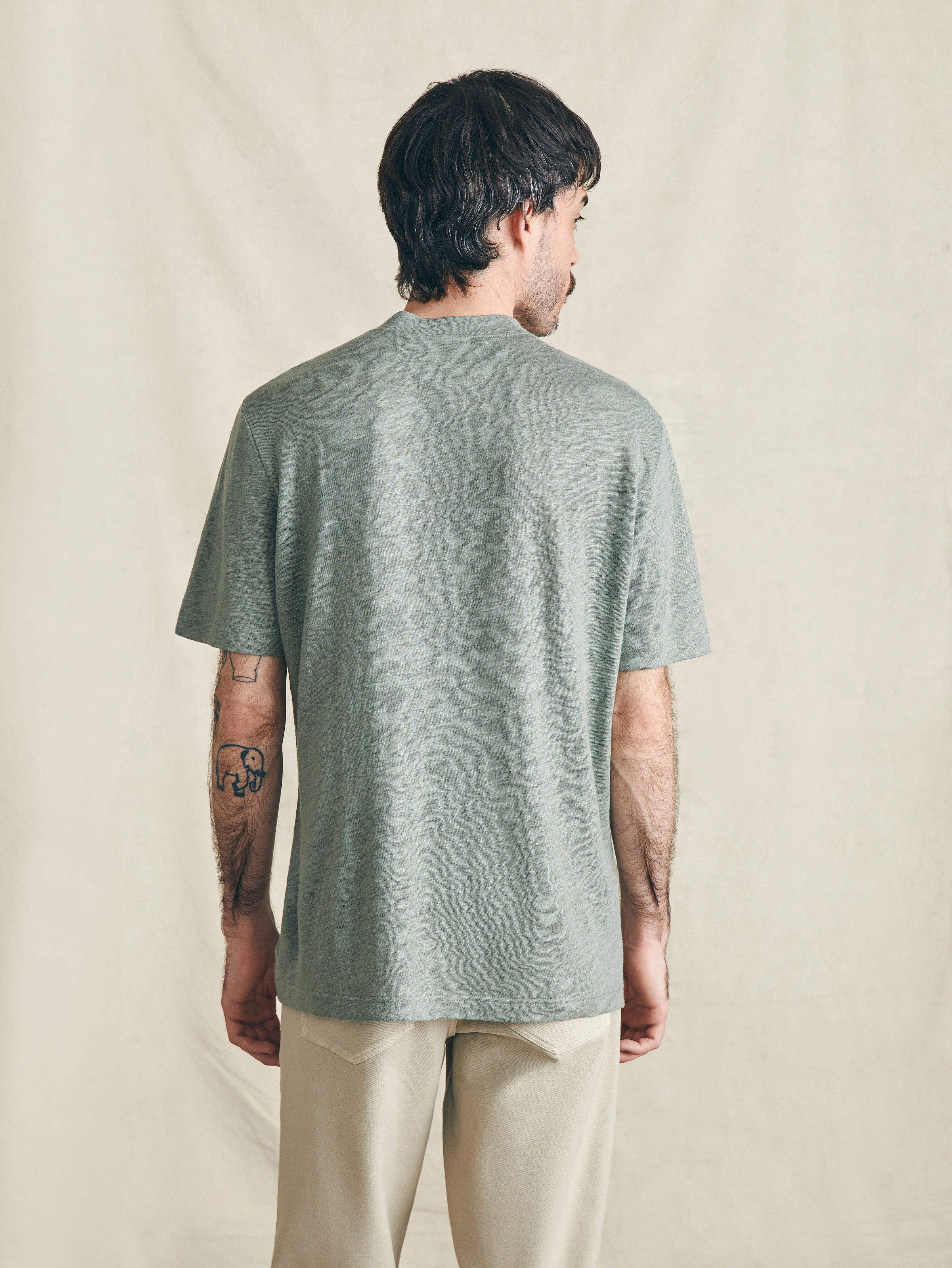 Short-Sleeve Linen Henley