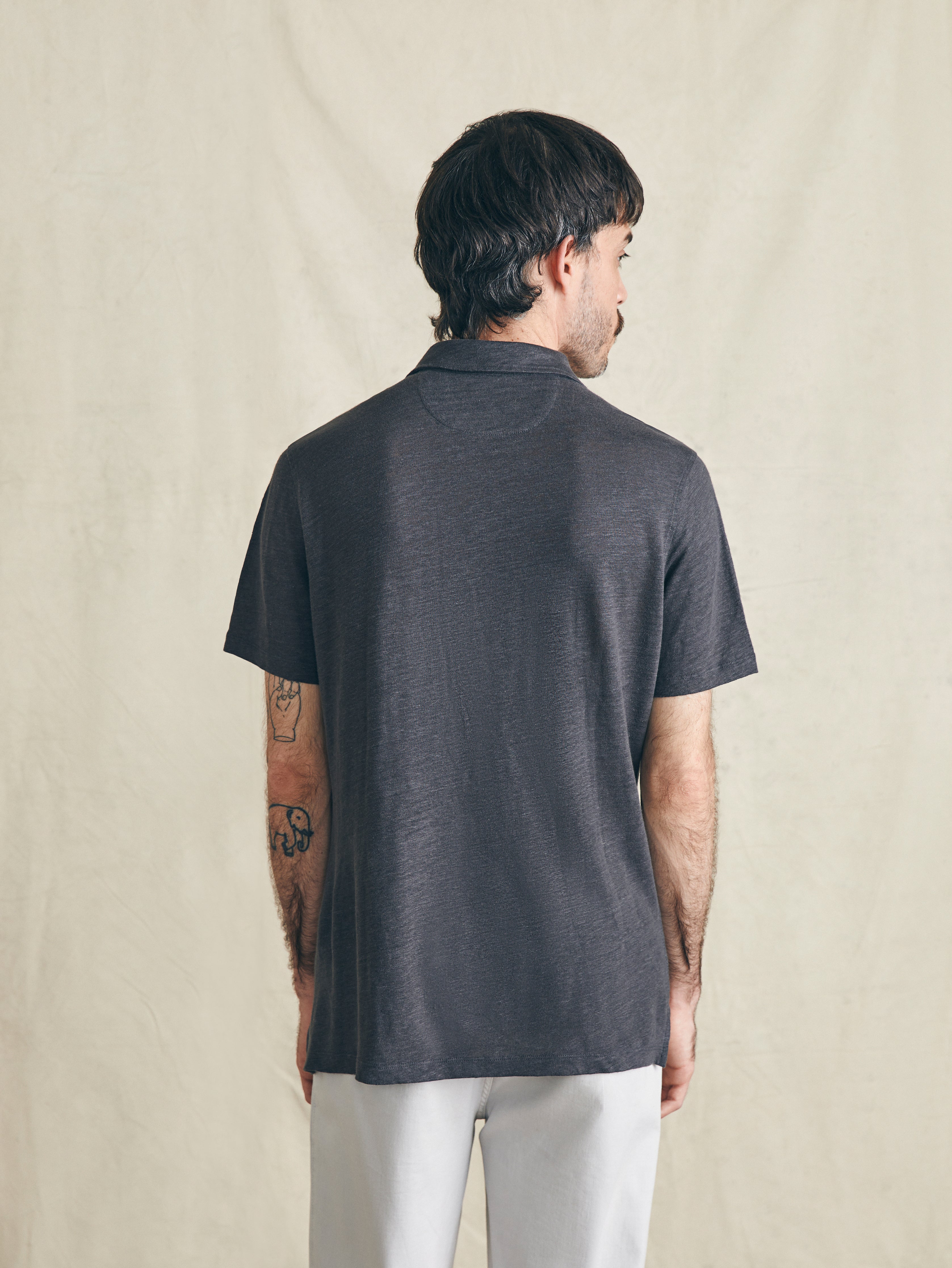 Short-Sleeve Linen Polo