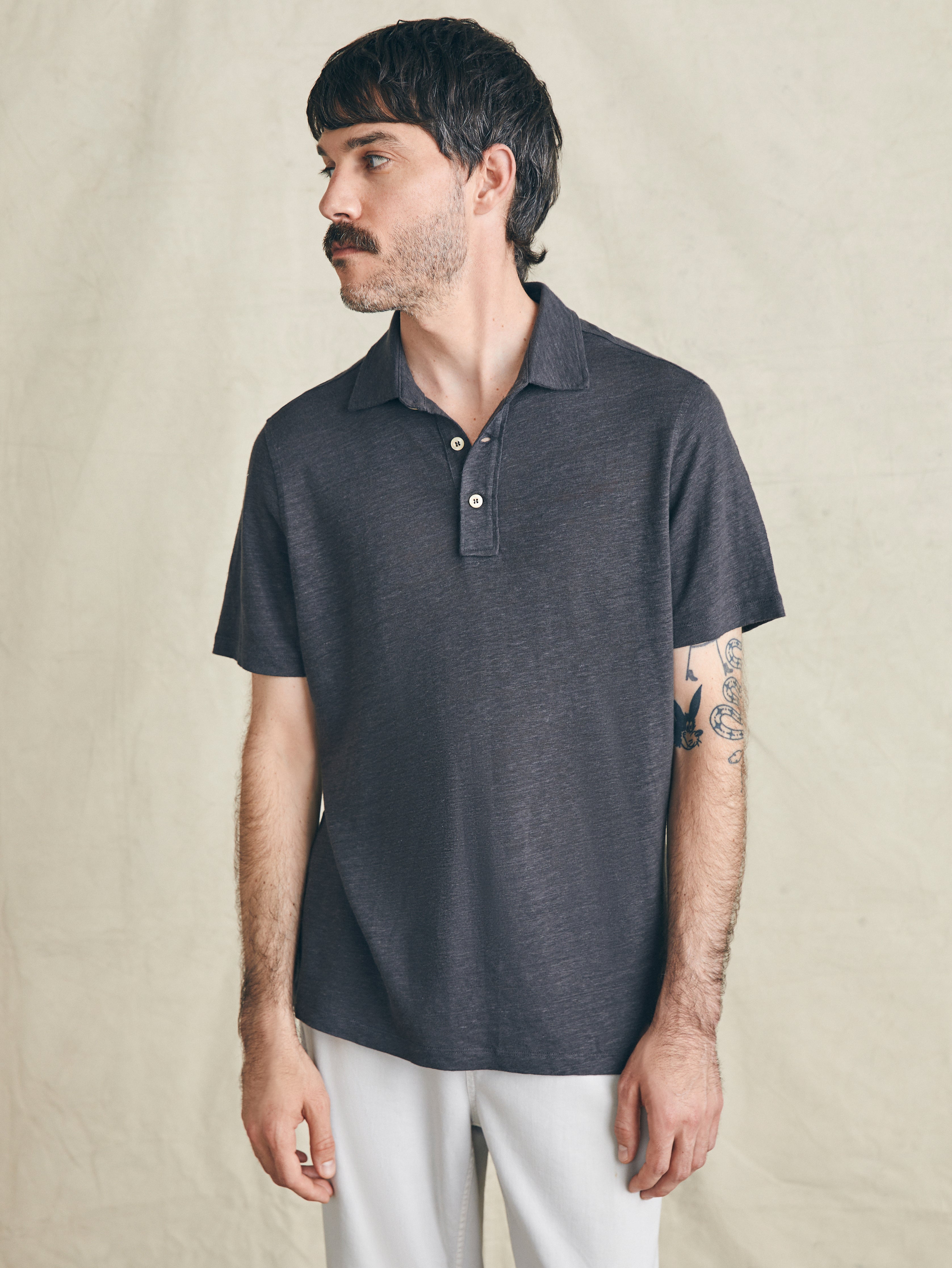 Short-Sleeve Linen Polo