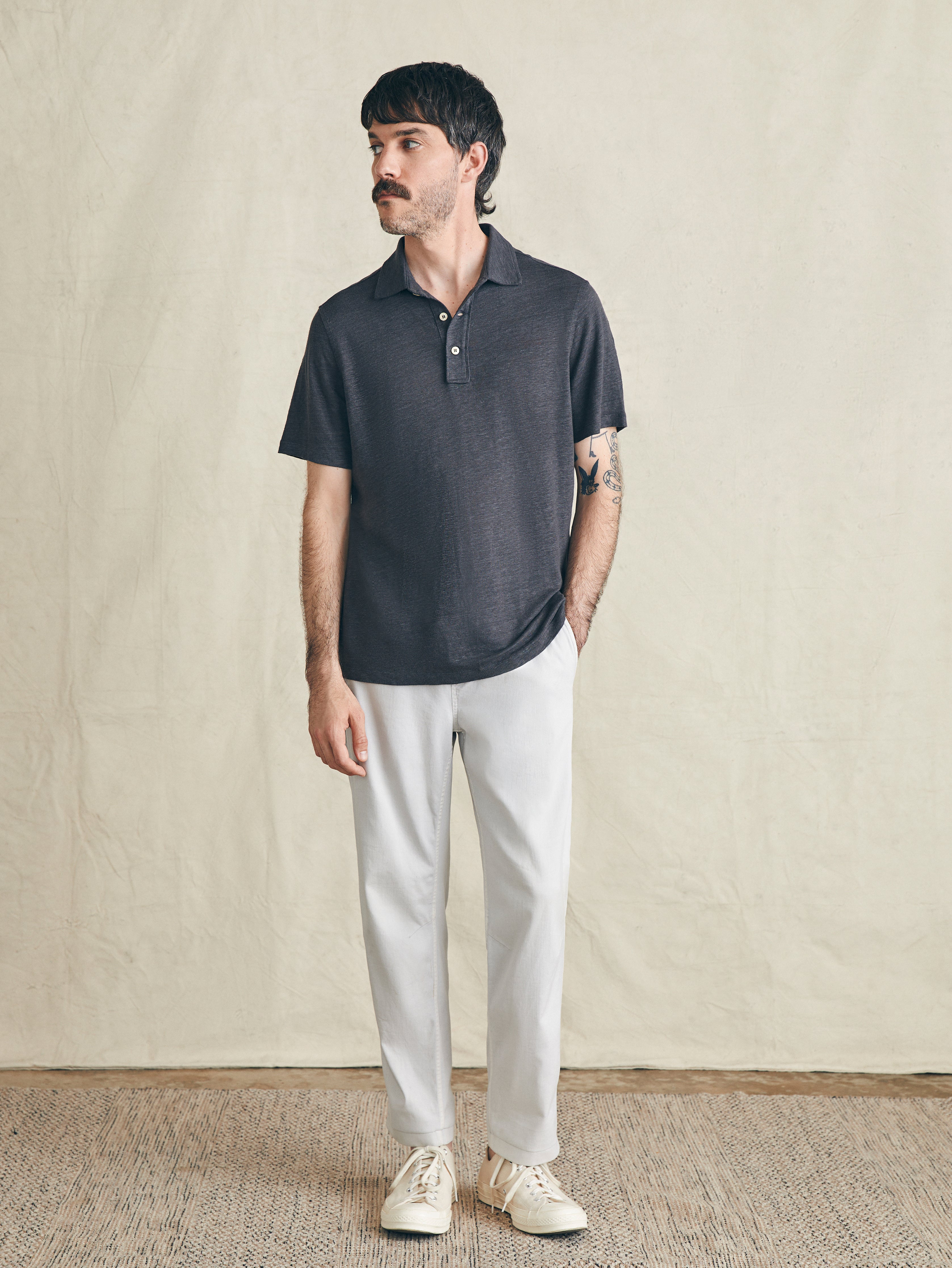 Short-Sleeve Linen Polo