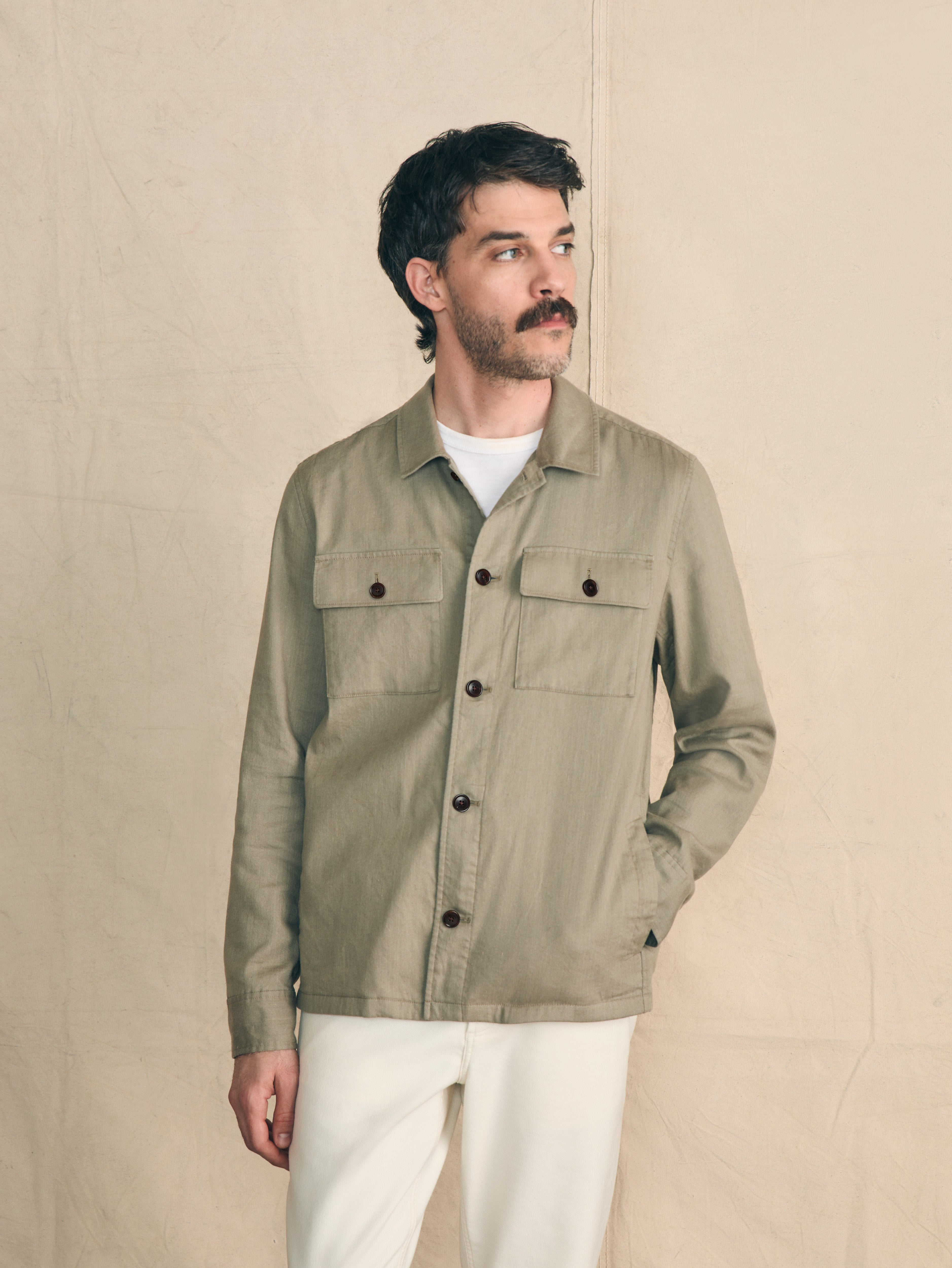 Olive shirt jacket hotsell