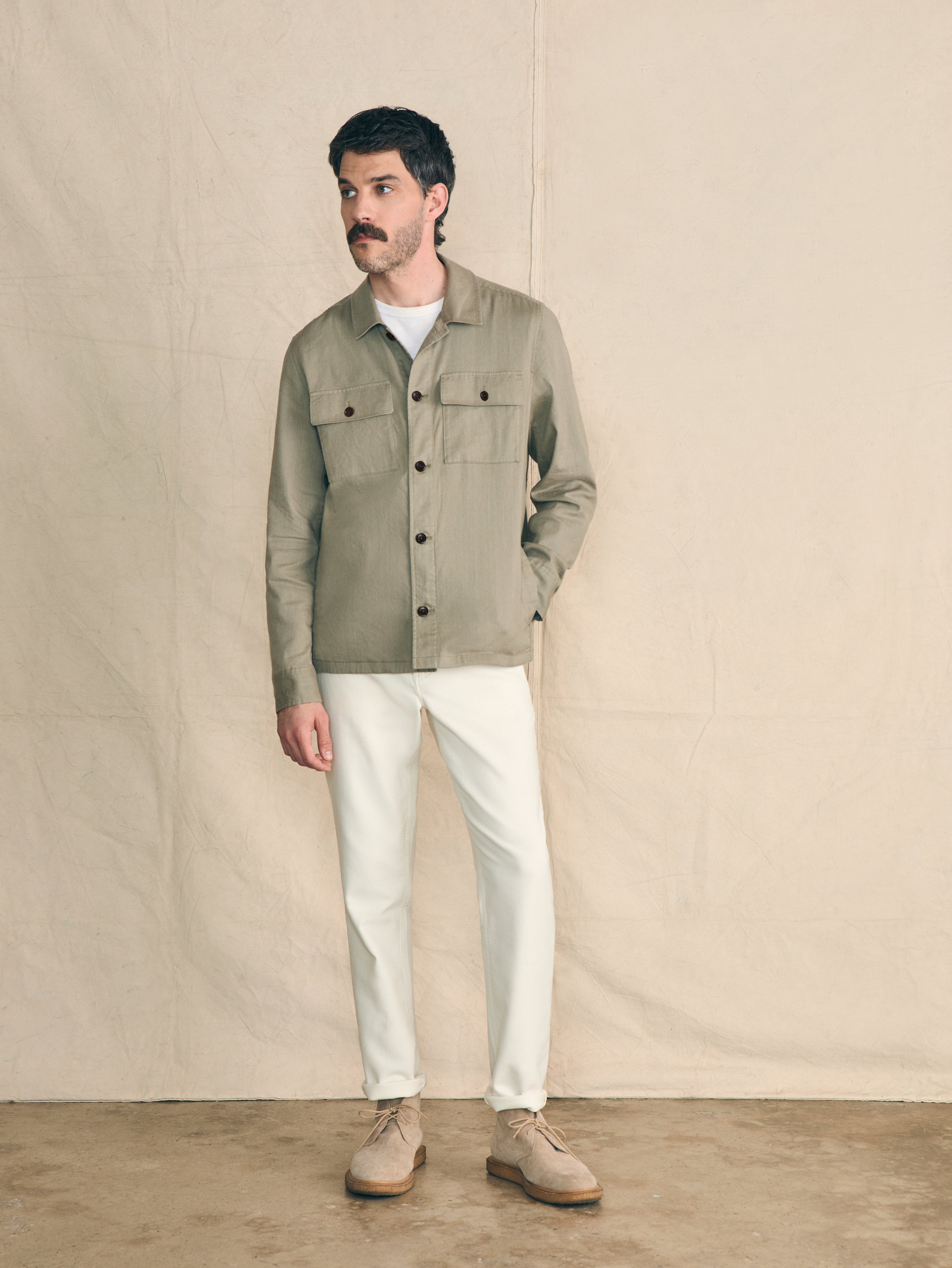 Movement™ Flex Linen Shirt Jacket - Olive Isle