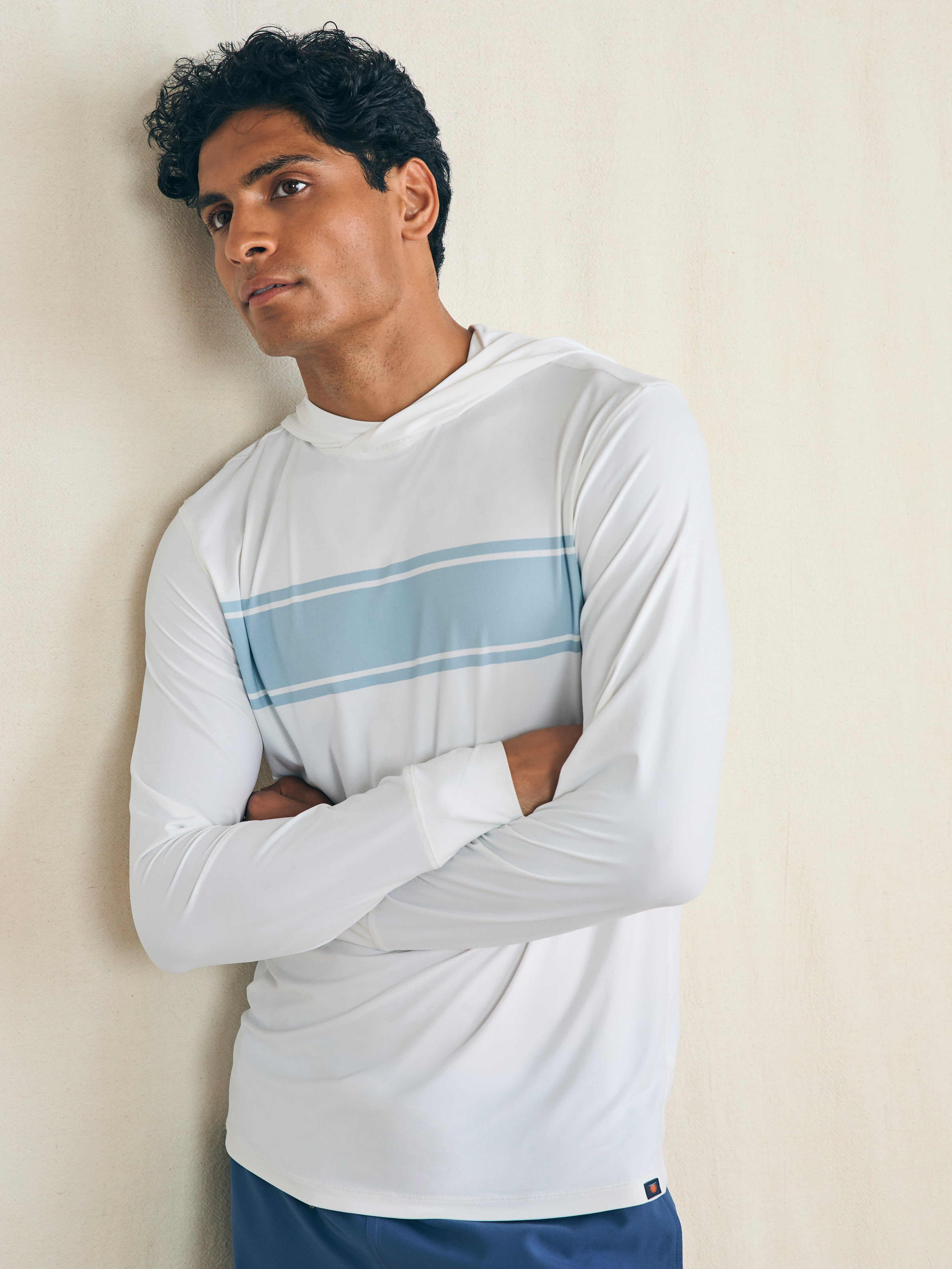 Shorelite UPF Hoodie - White Surf Stripe