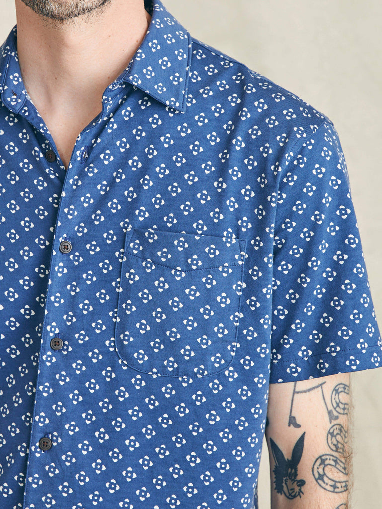 ShortSleeve Hermosa Knit Shirt Navy Atlas Faherty Brand