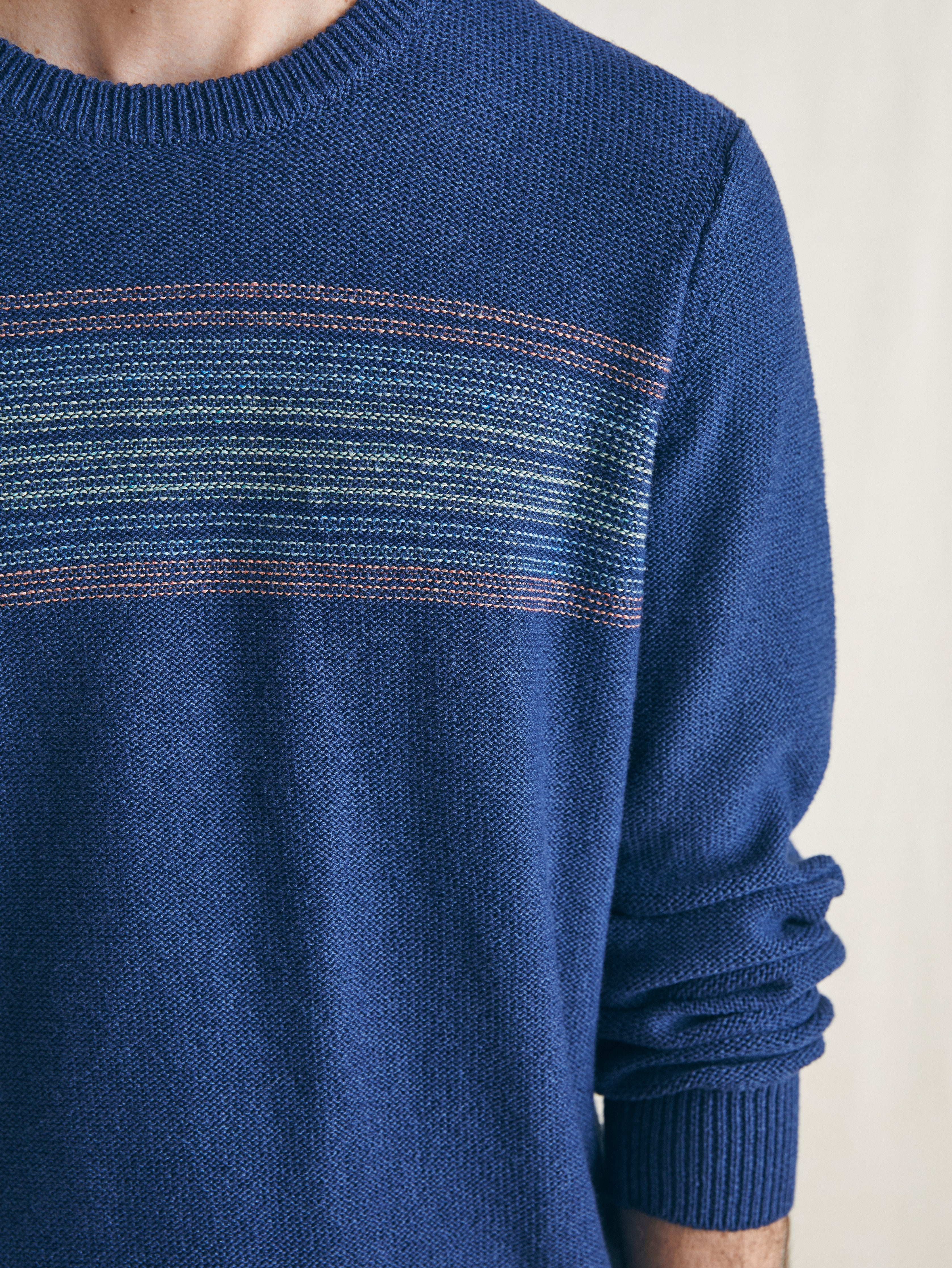 Surf Stripe Crew Sweater - Navy Sea Sunset