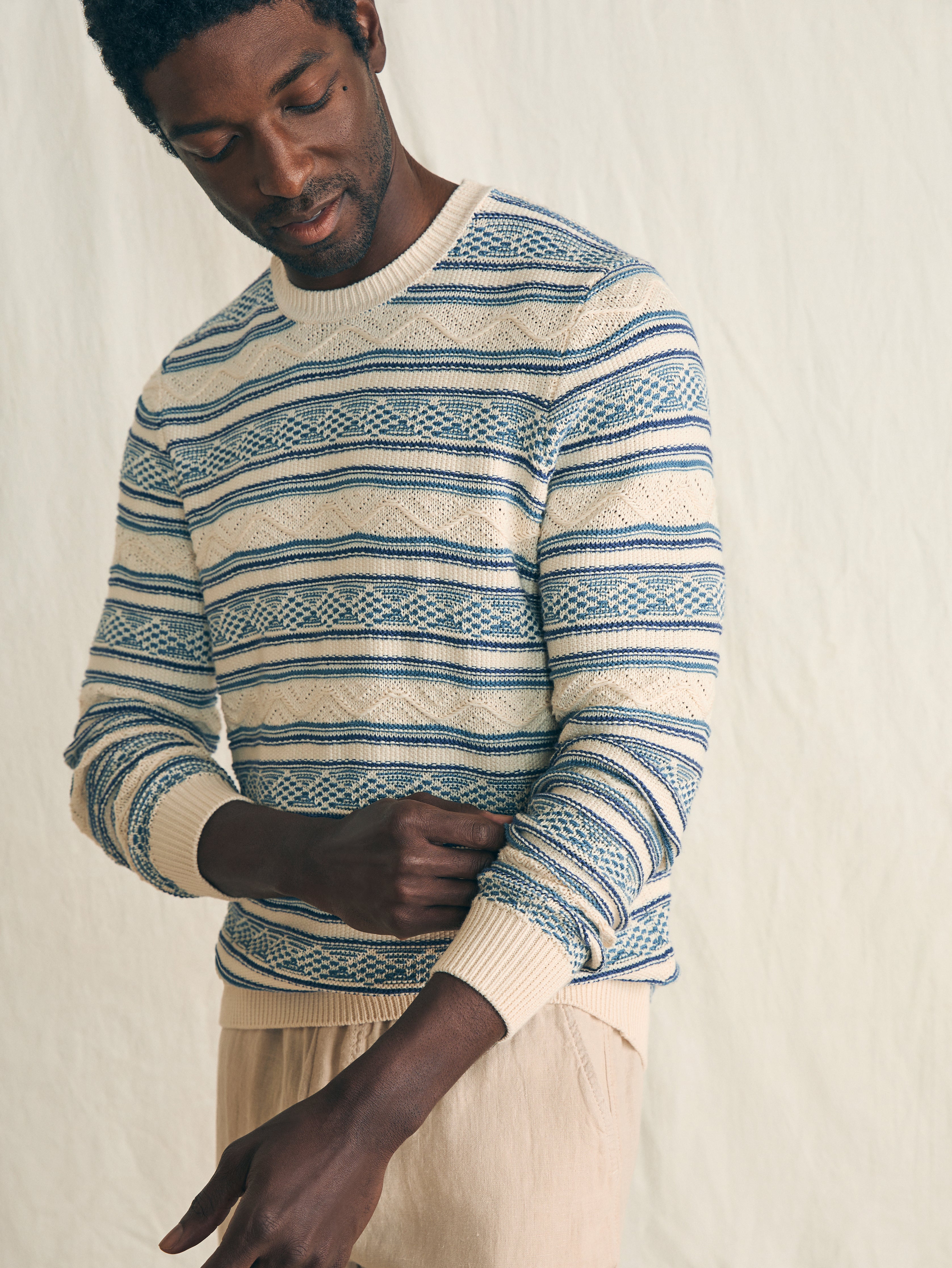 Striped Crew Sweater - Bristol Cream