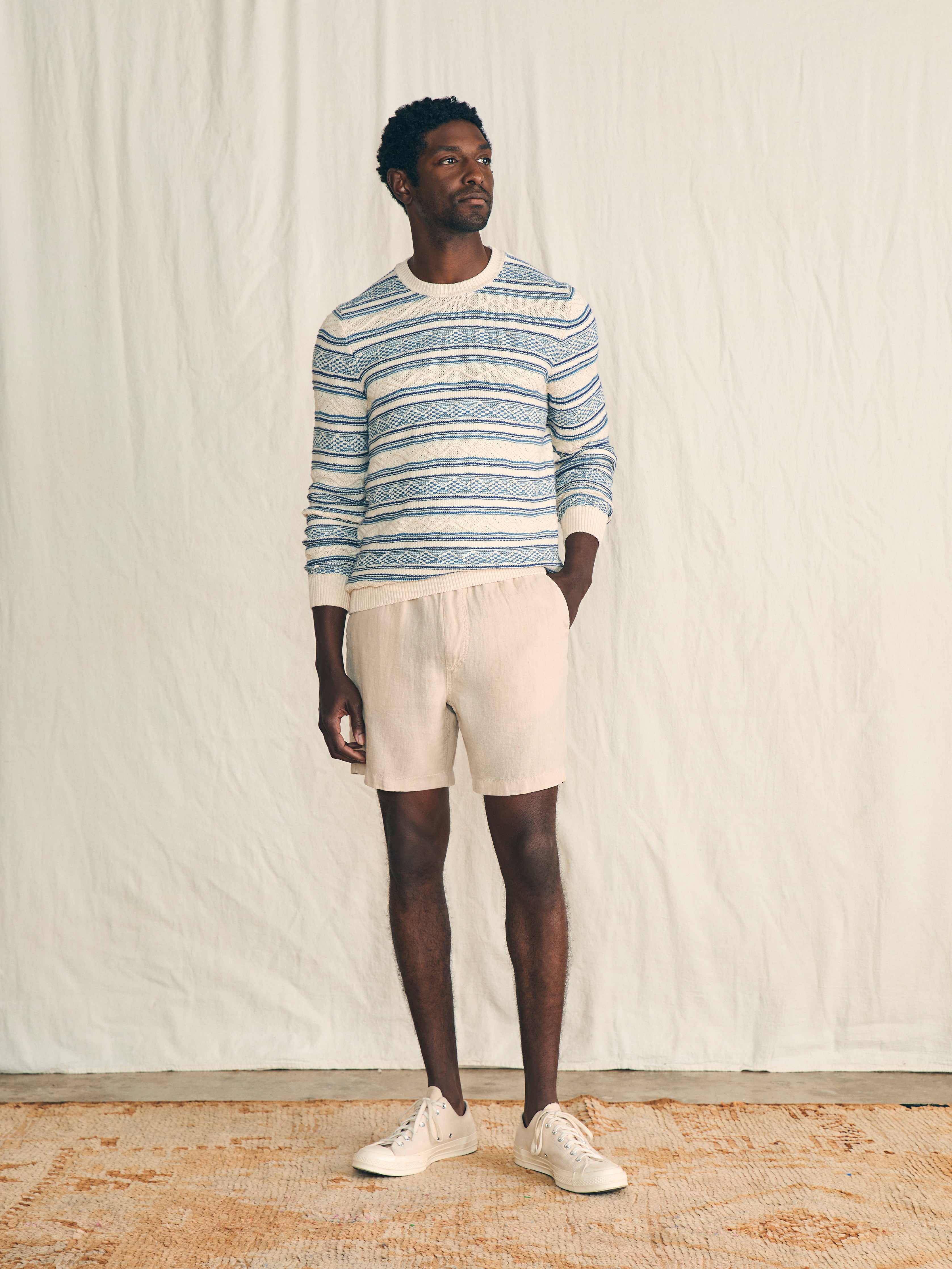 Striped Crew Sweater - Bristol Cream