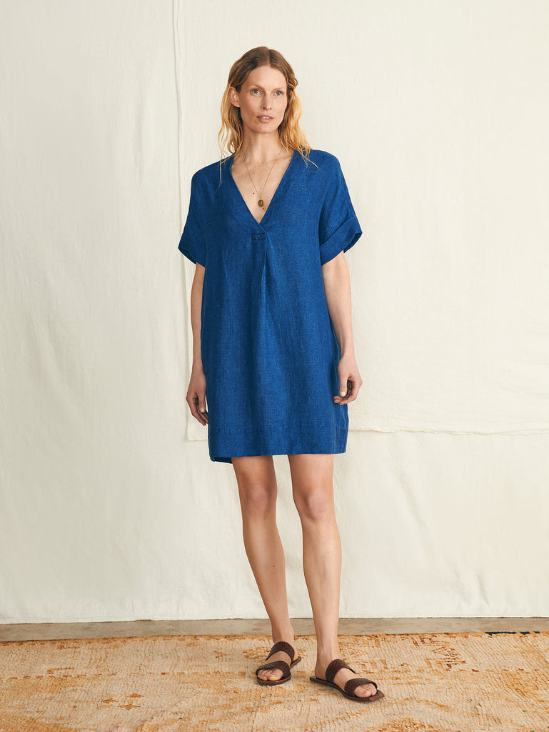 Sanibel Basketweave Dress Indigo Faherty Brand