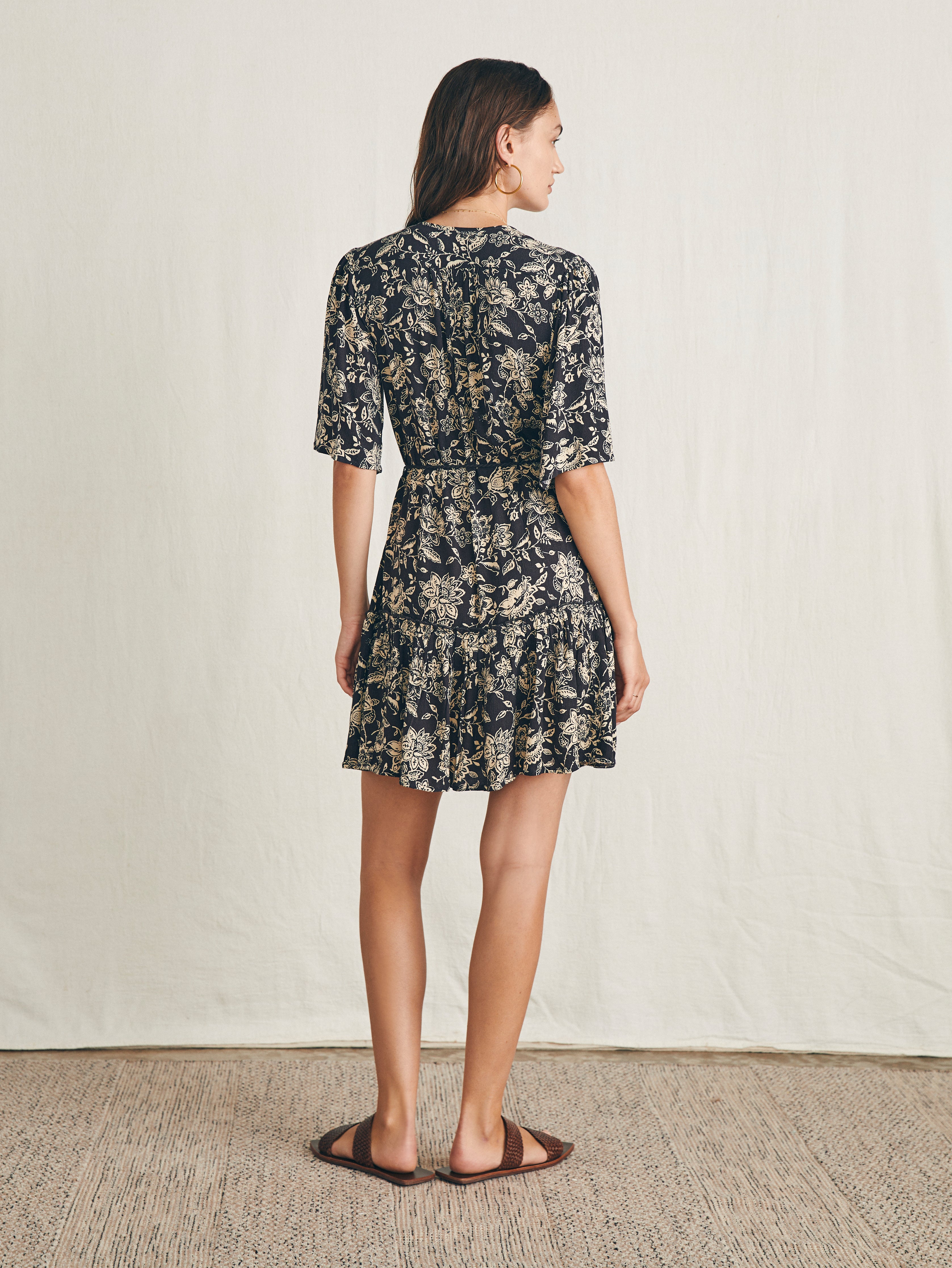 Orinda Mini Dress - Charcoal Chiyoda Floral