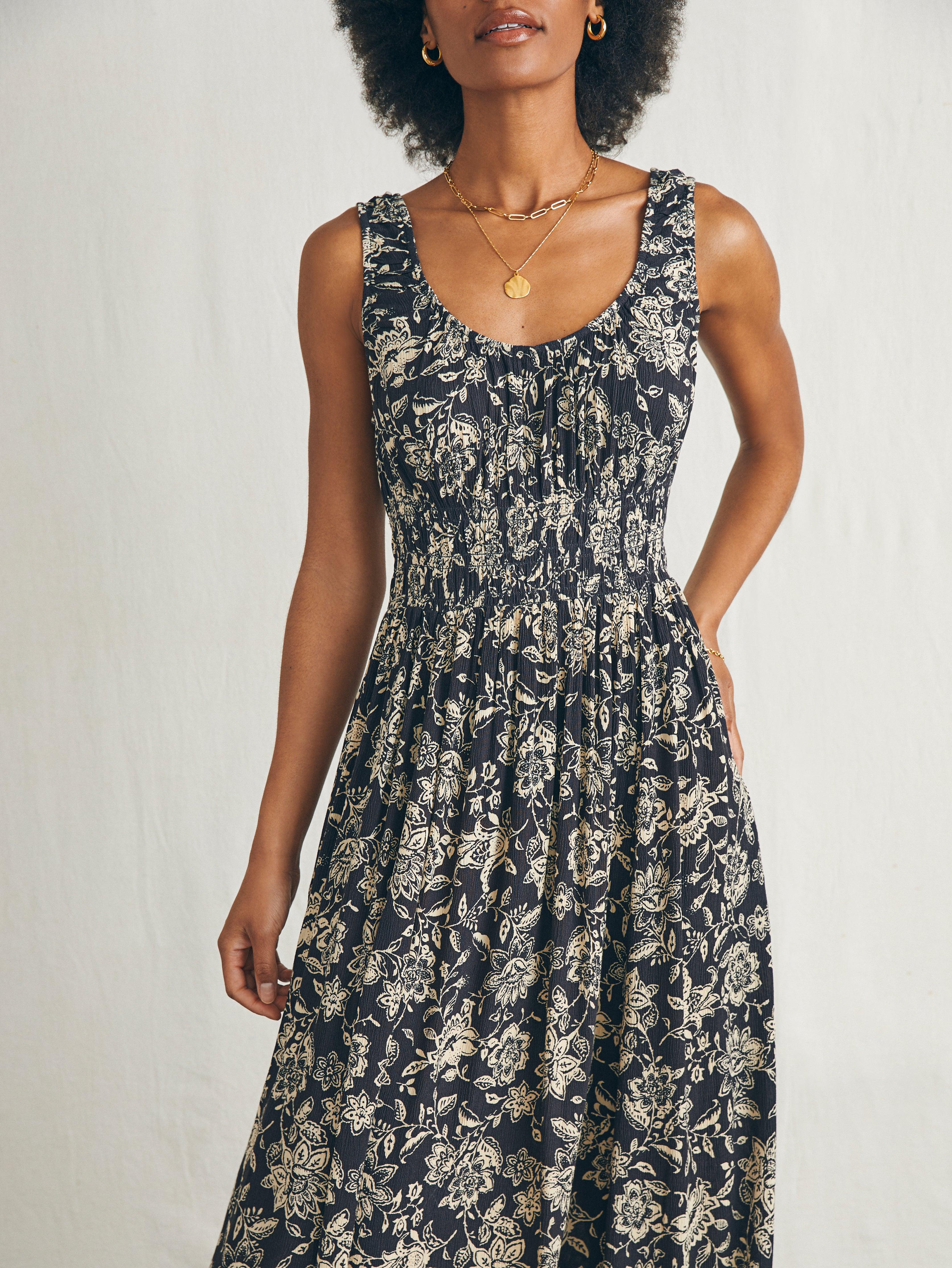 Sunseeker Midi Dress - Charcoal Chiyoda Floral