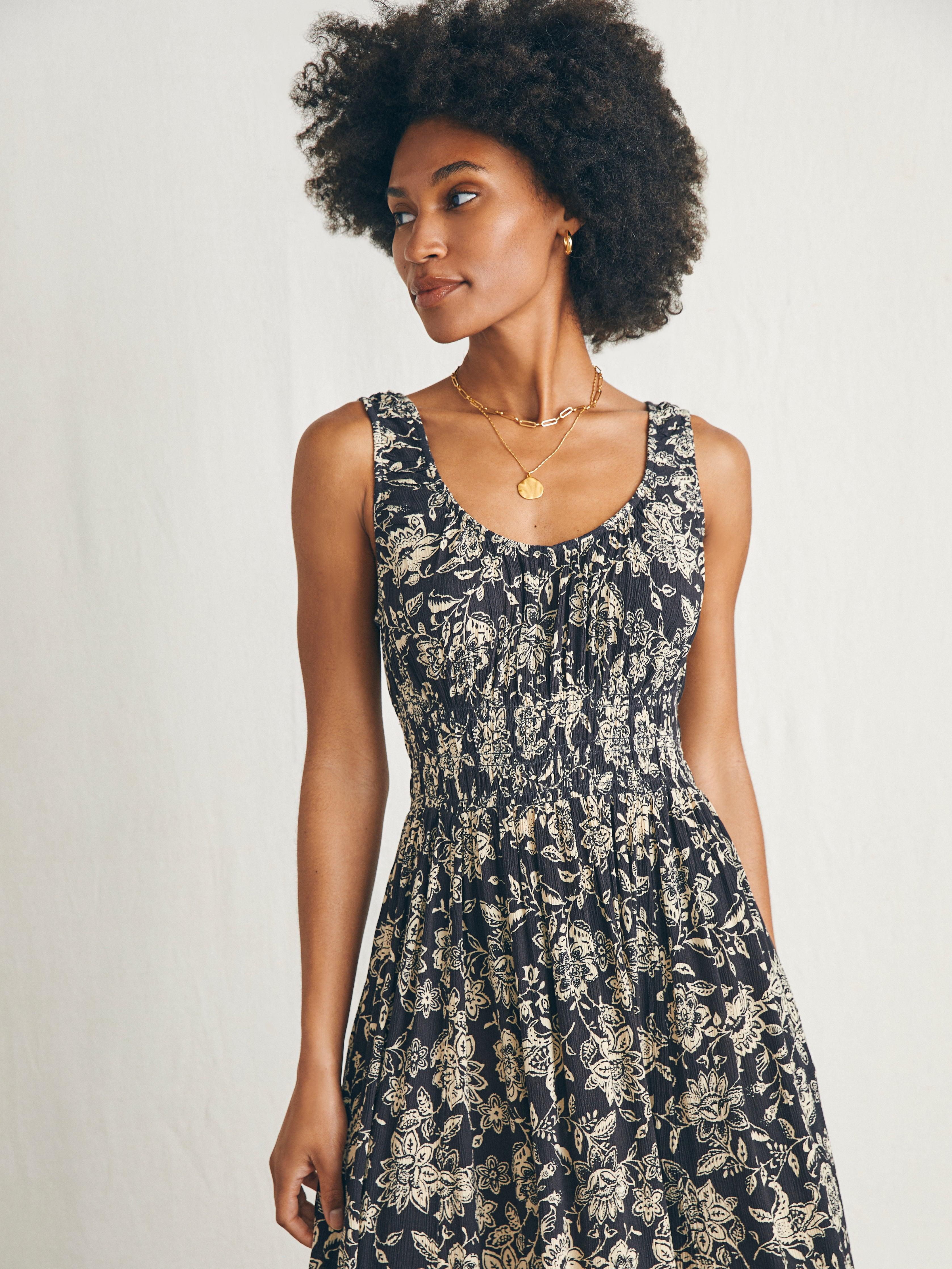 Sunseeker Midi Dress - Charcoal Chiyoda Floral