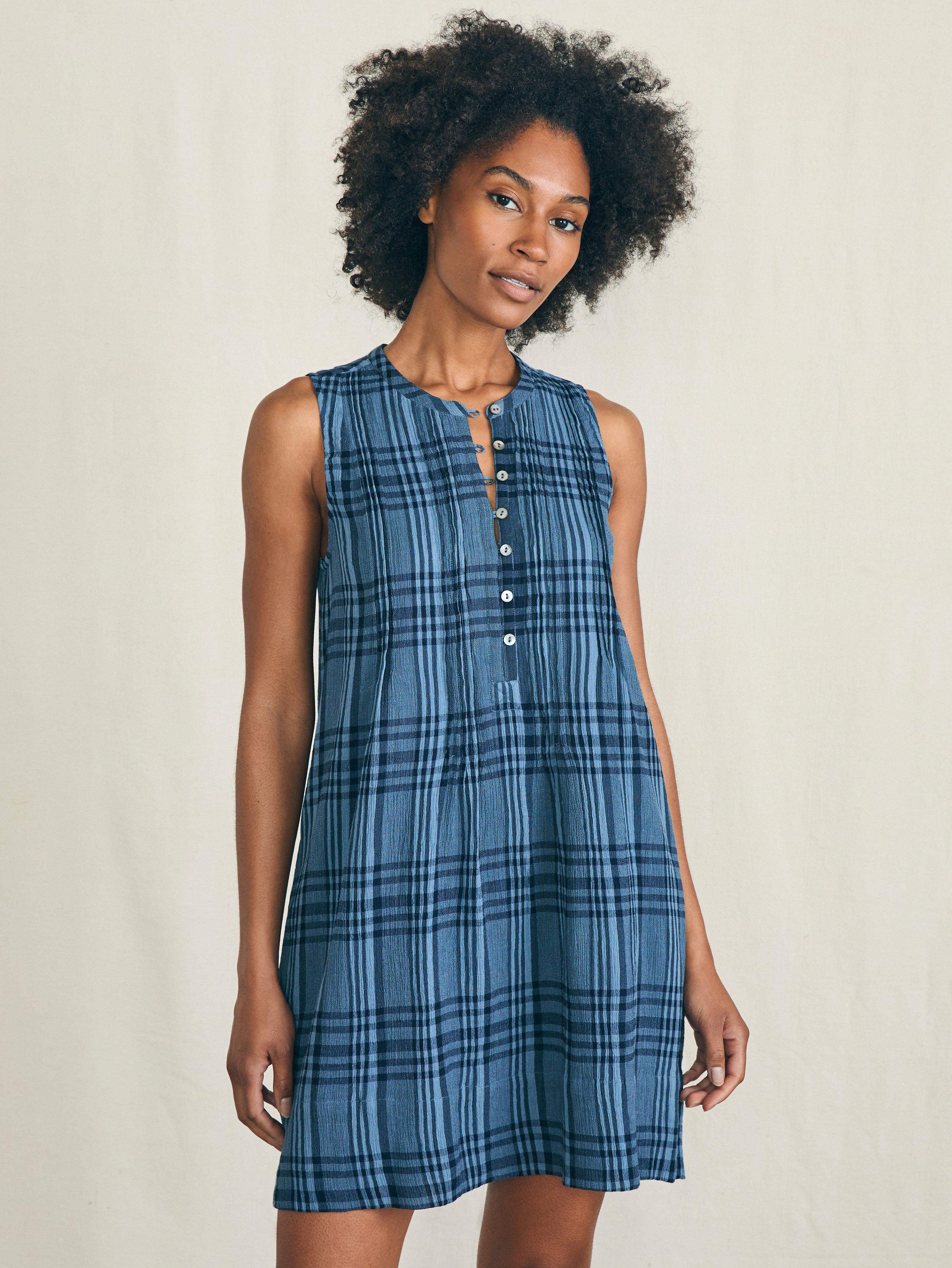 Navy checked dress best sale