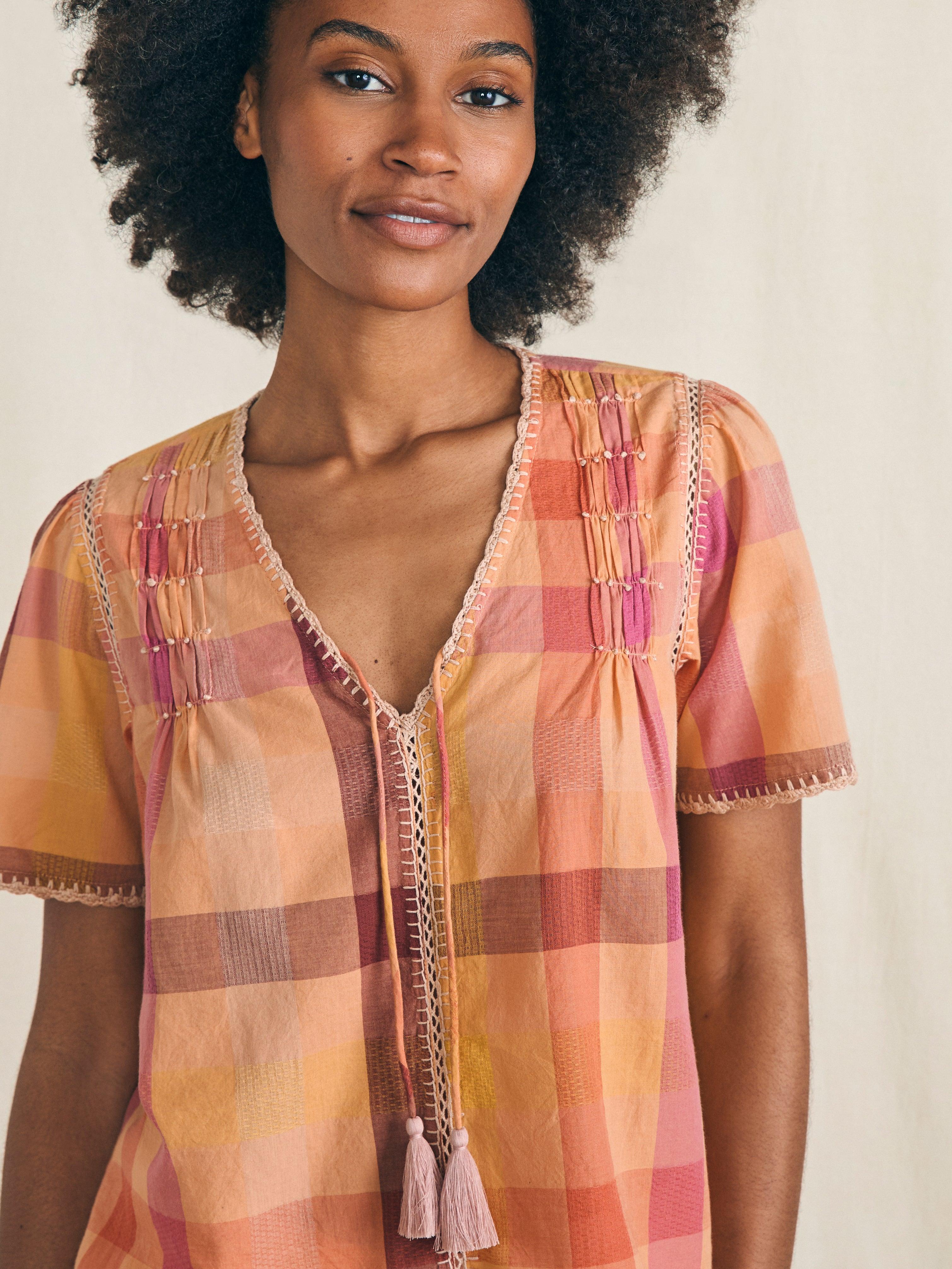 Margate Top - Sunset Desert Plaid