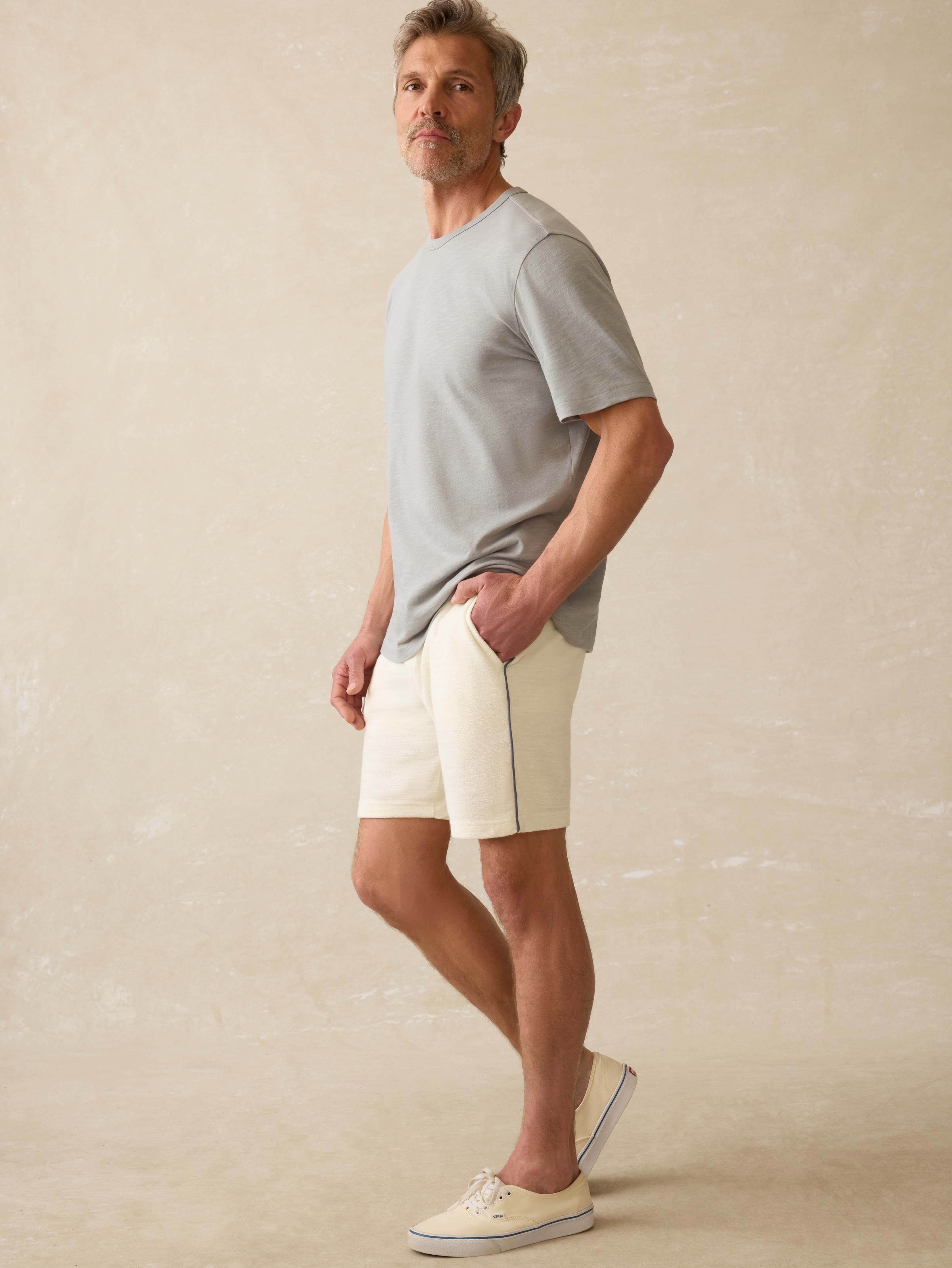 Cabana Towel Terry Sweatshort - Vintage White