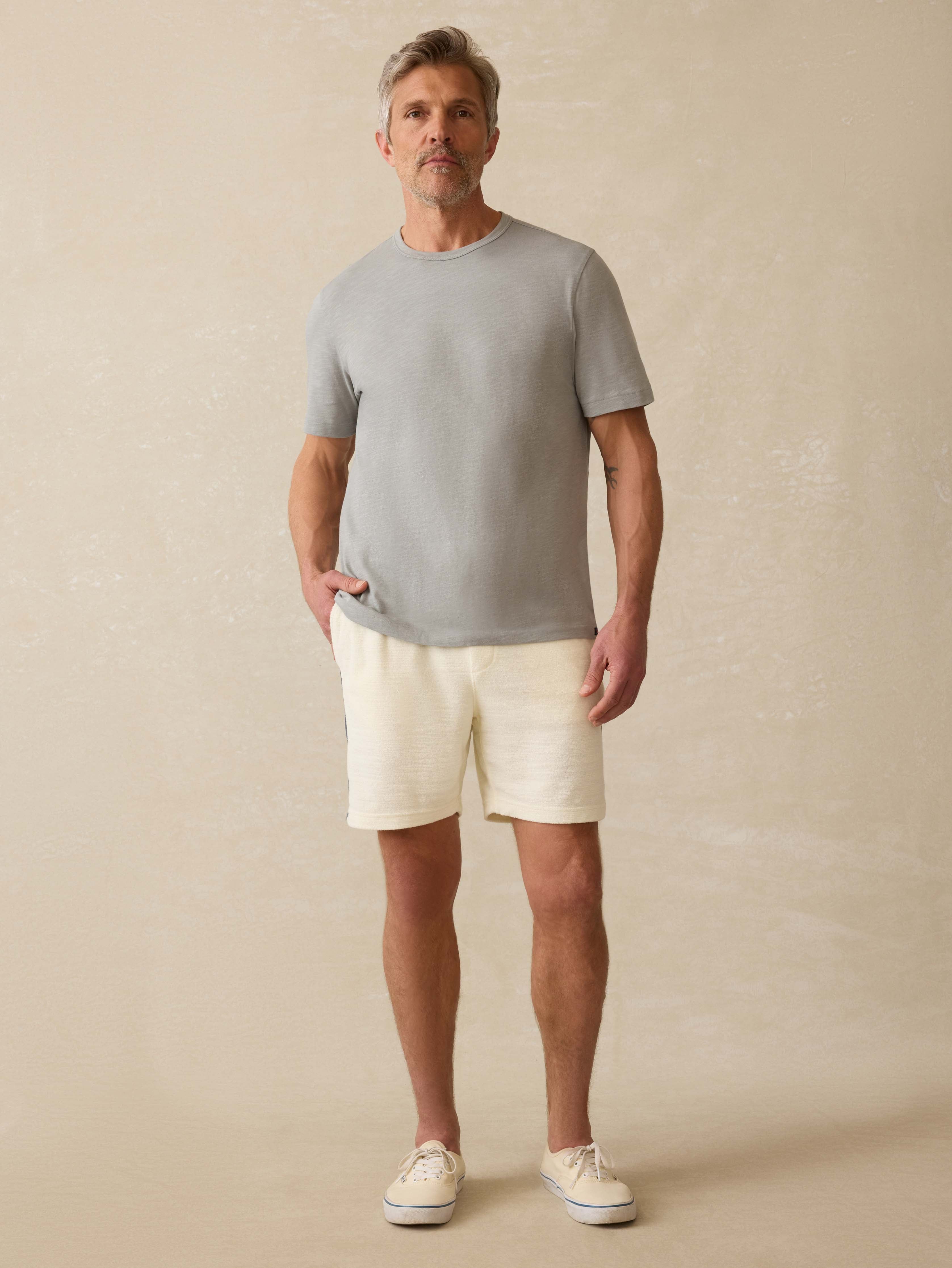 Cabana Towel Terry Sweatshort - Vintage White