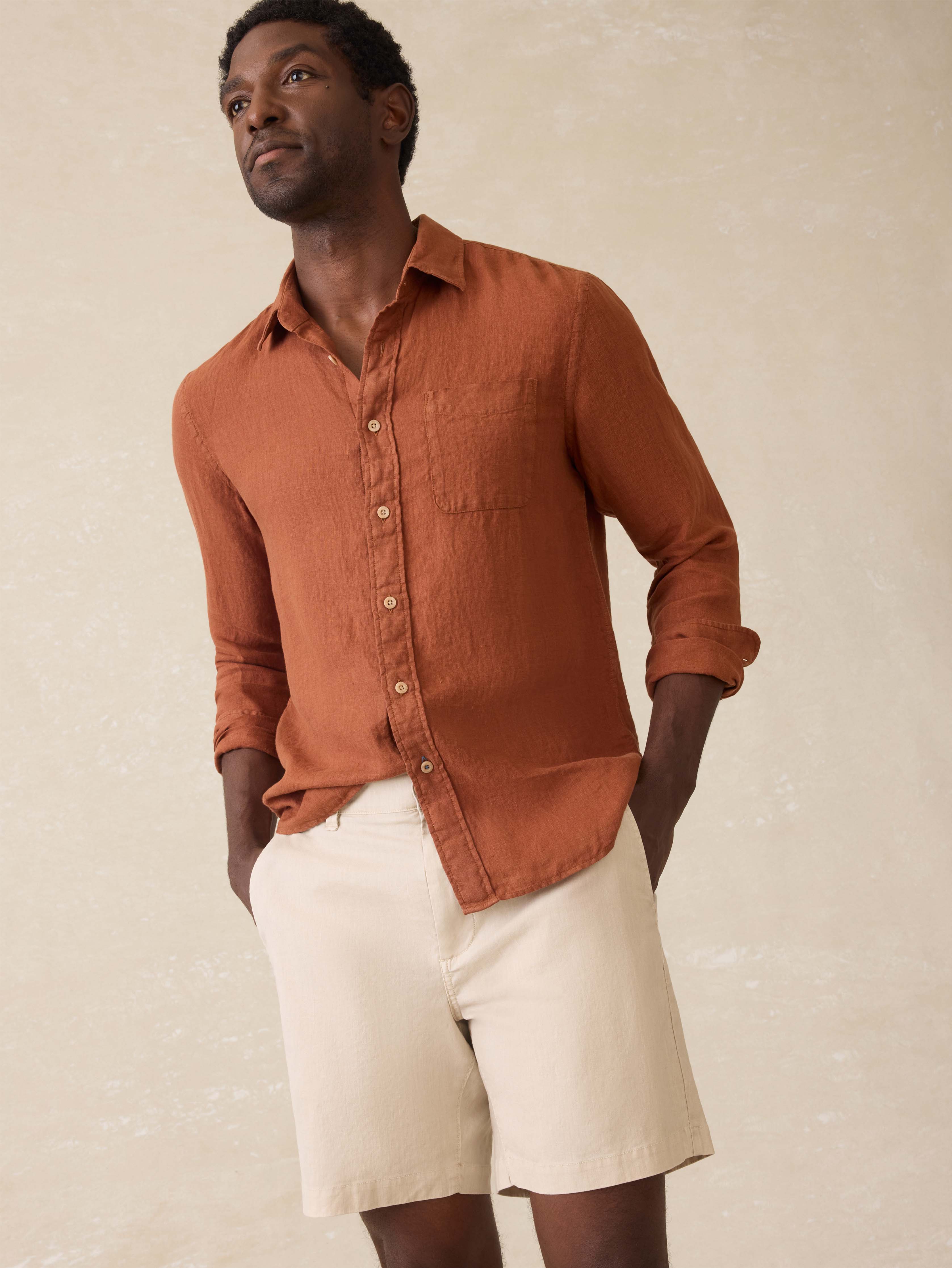 Tradewinds Linen Blend Short - Stone