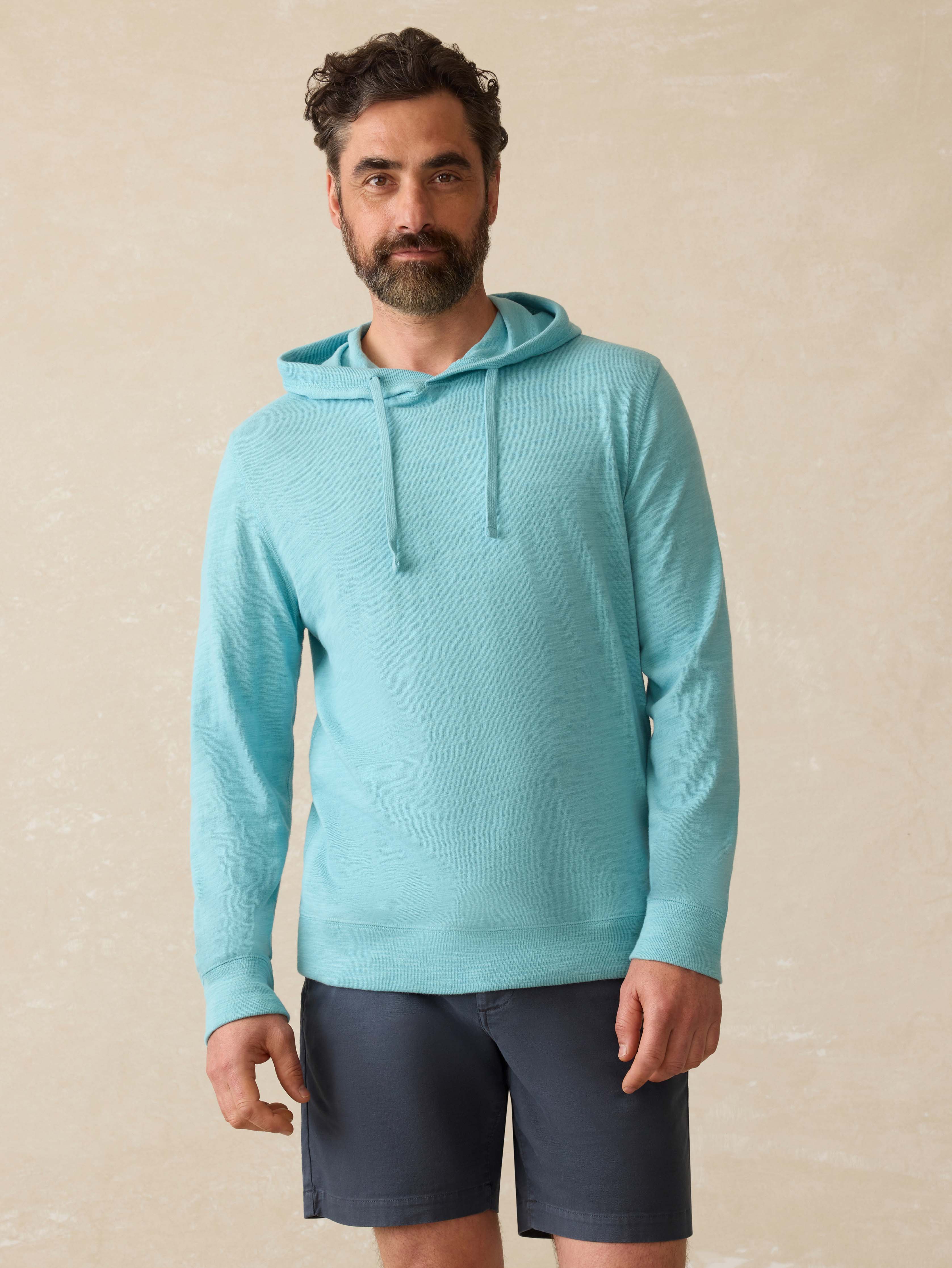 Sunwashed Midweight Organic Hoodie - Teal Sea