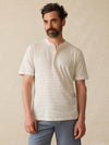 Short-Sleeve Sunwashed Henley - Cream Flint Stripe