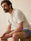 Short-Sleeve Sunwashed Henley - Cream Flint Stripe