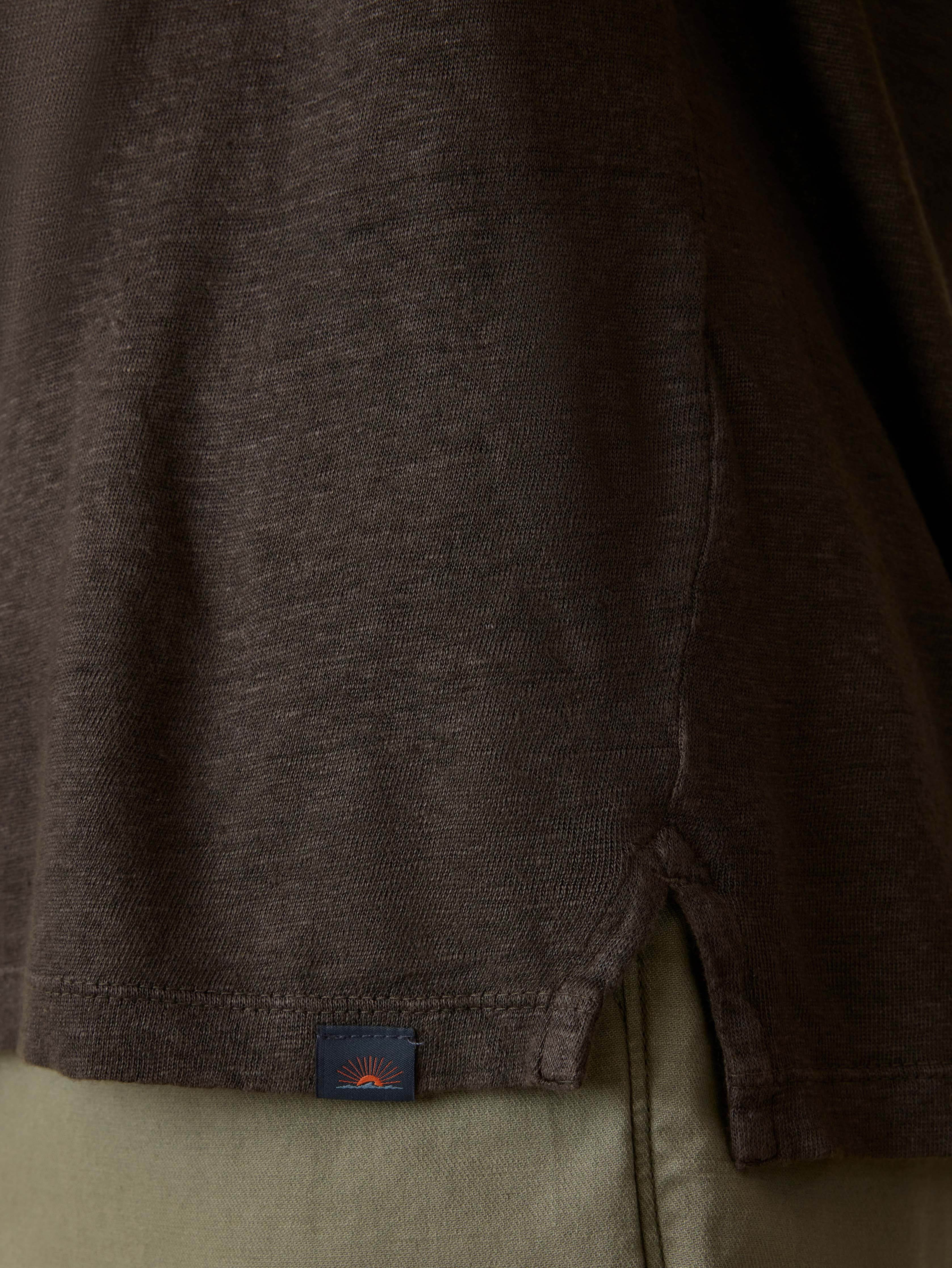Short-Sleeve Linen Polo - Washed Black