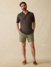 Short-Sleeve Linen Polo - Washed Black