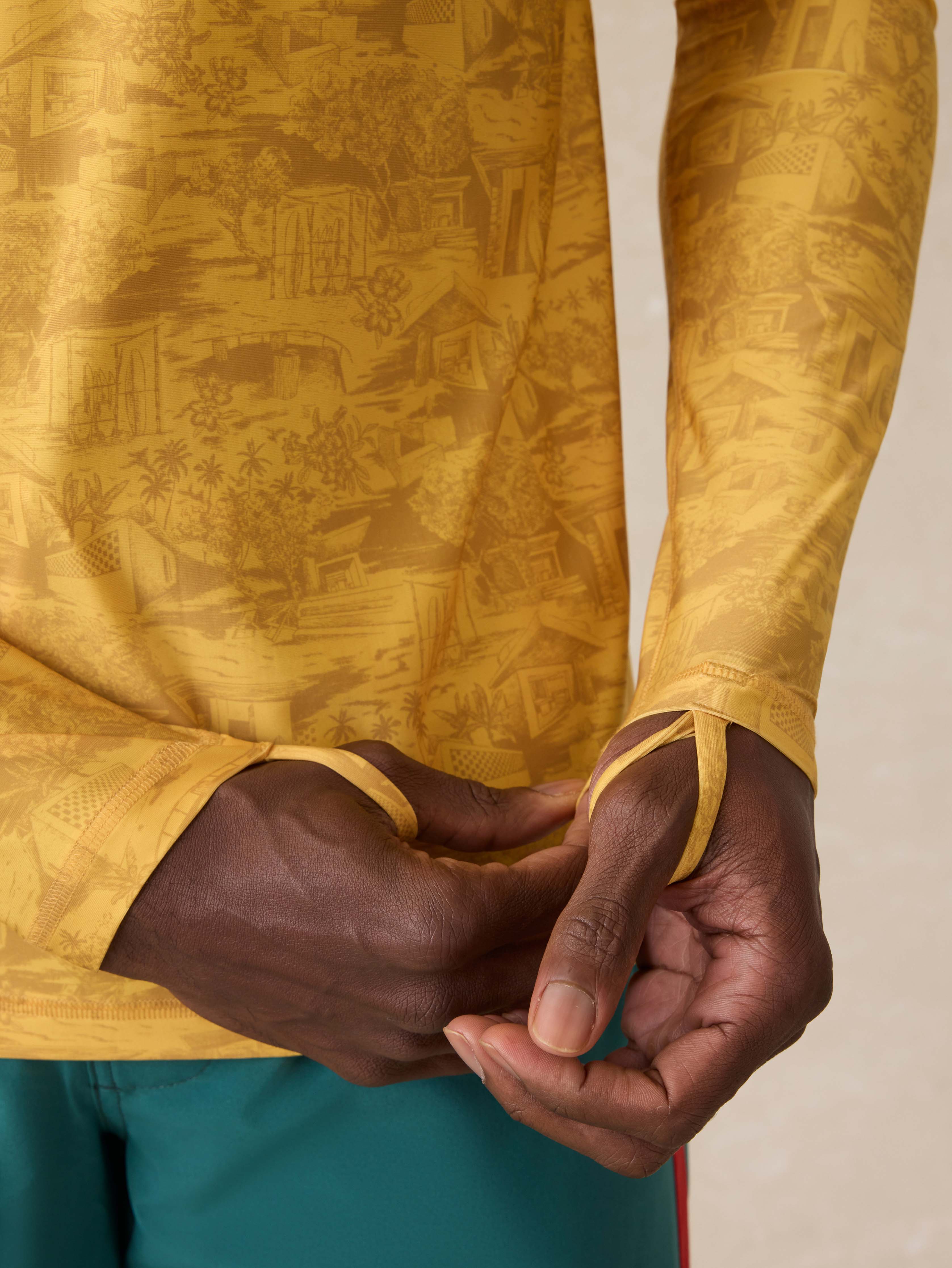 Surf Ghana Long Sleeve Rash Guard - Beach House Gold