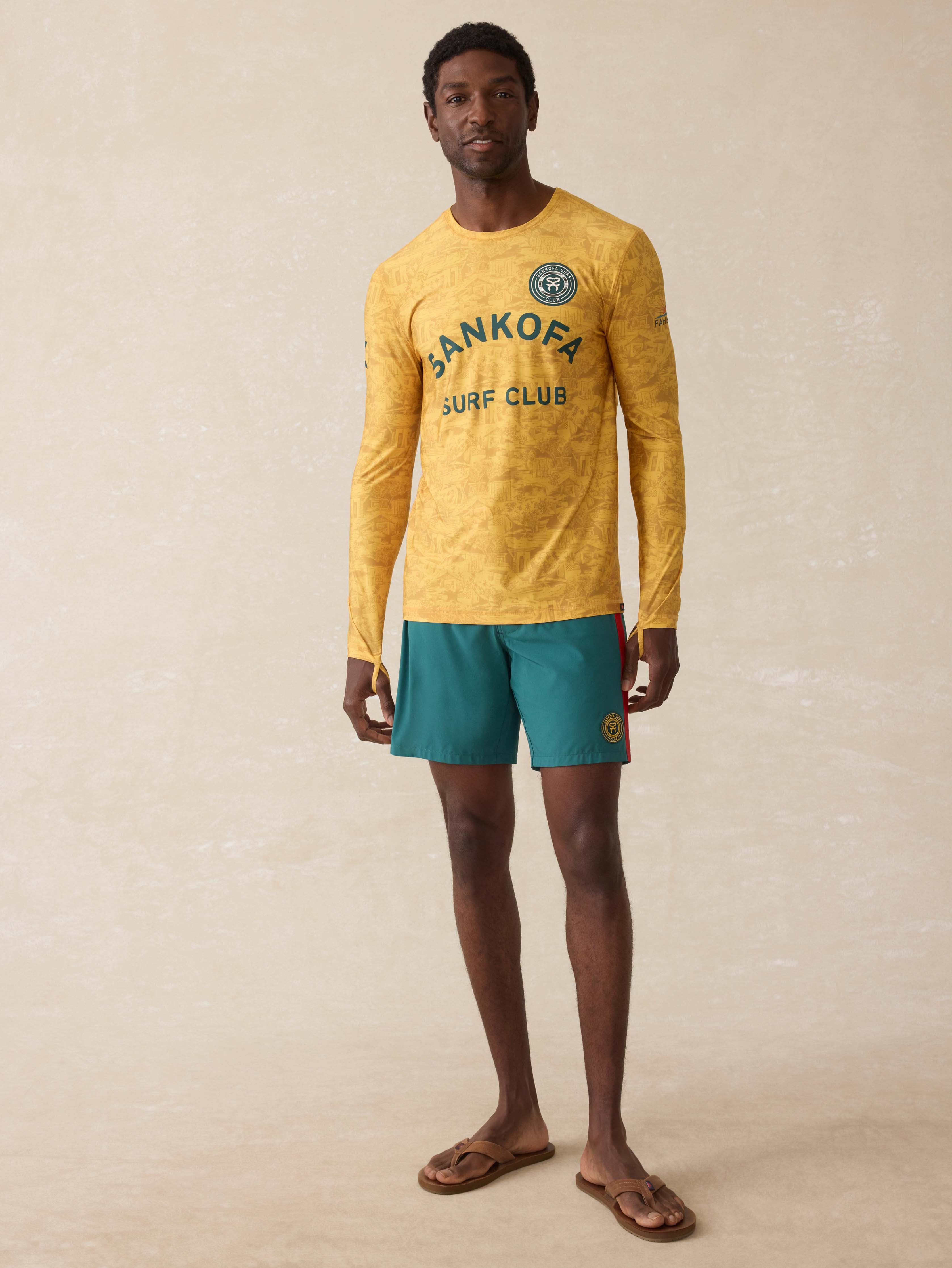 Surf Ghana Long Sleeve Rash Guard - Beach House Gold