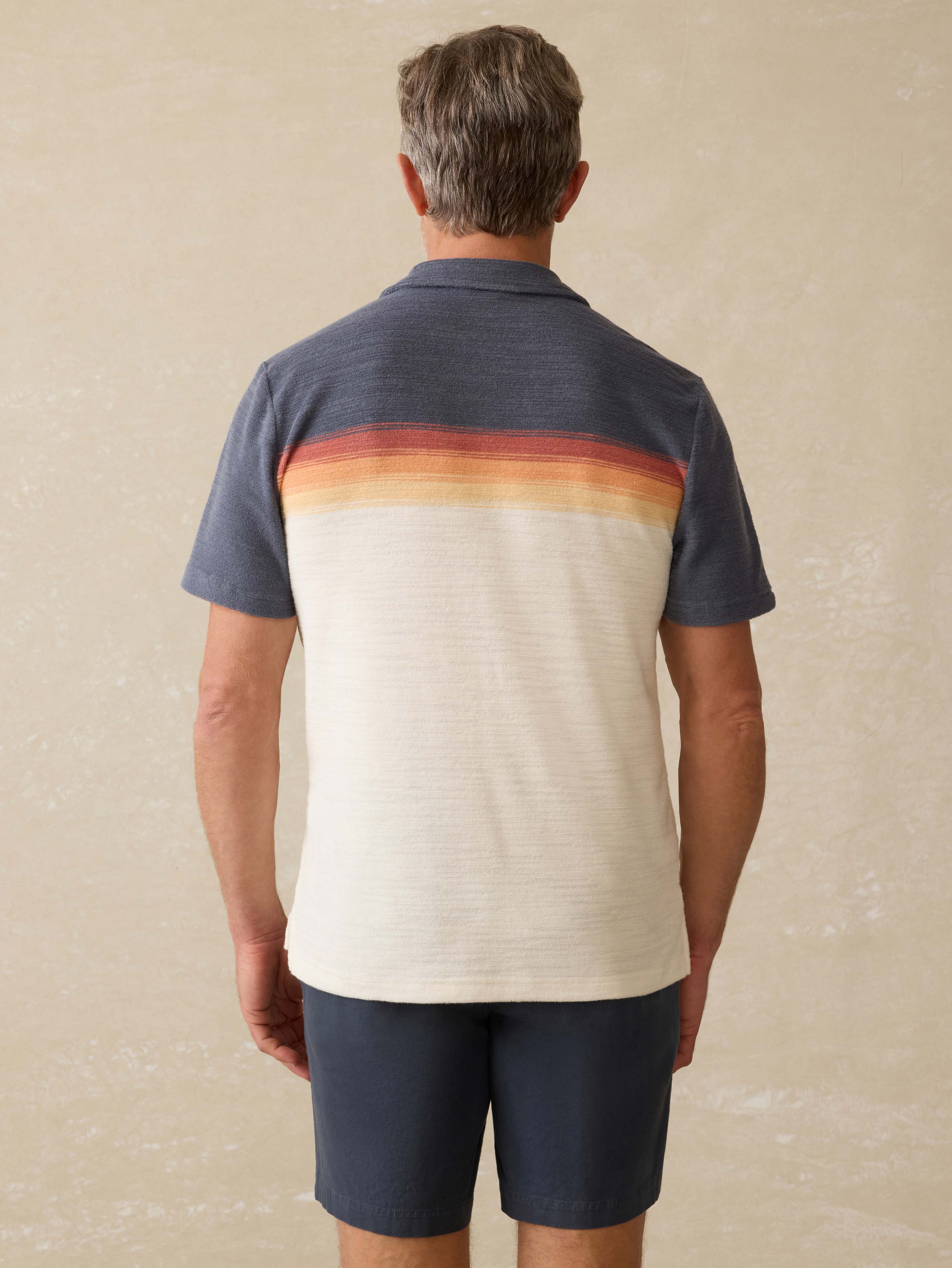 Cabana Towel Terry Surf Stripe Polo - Twilight Shore Ombre