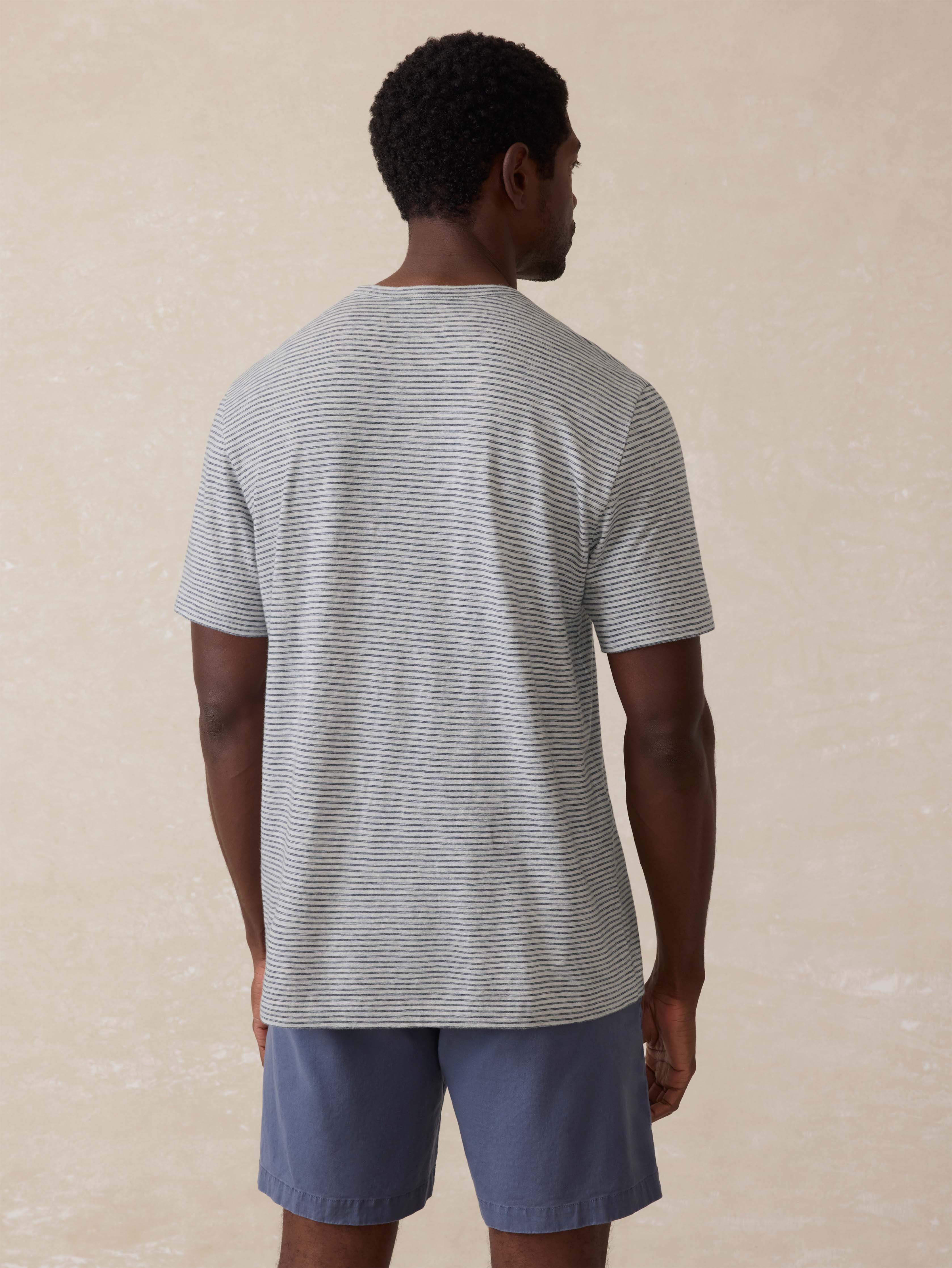 Sunwashed Pocket Tee - Silver Sea Stripe