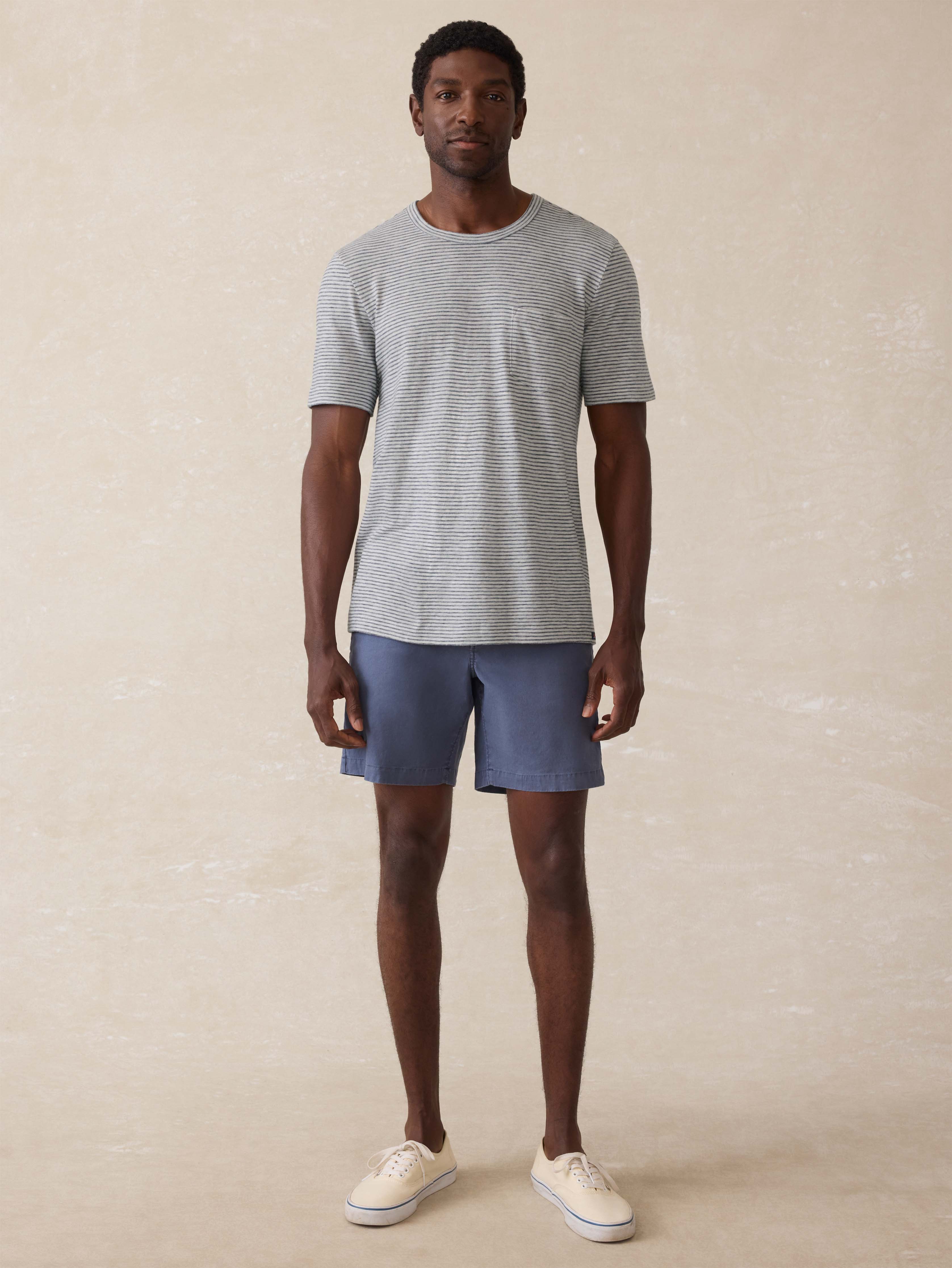 Sunwashed Pocket Tee - Silver Sea Stripe