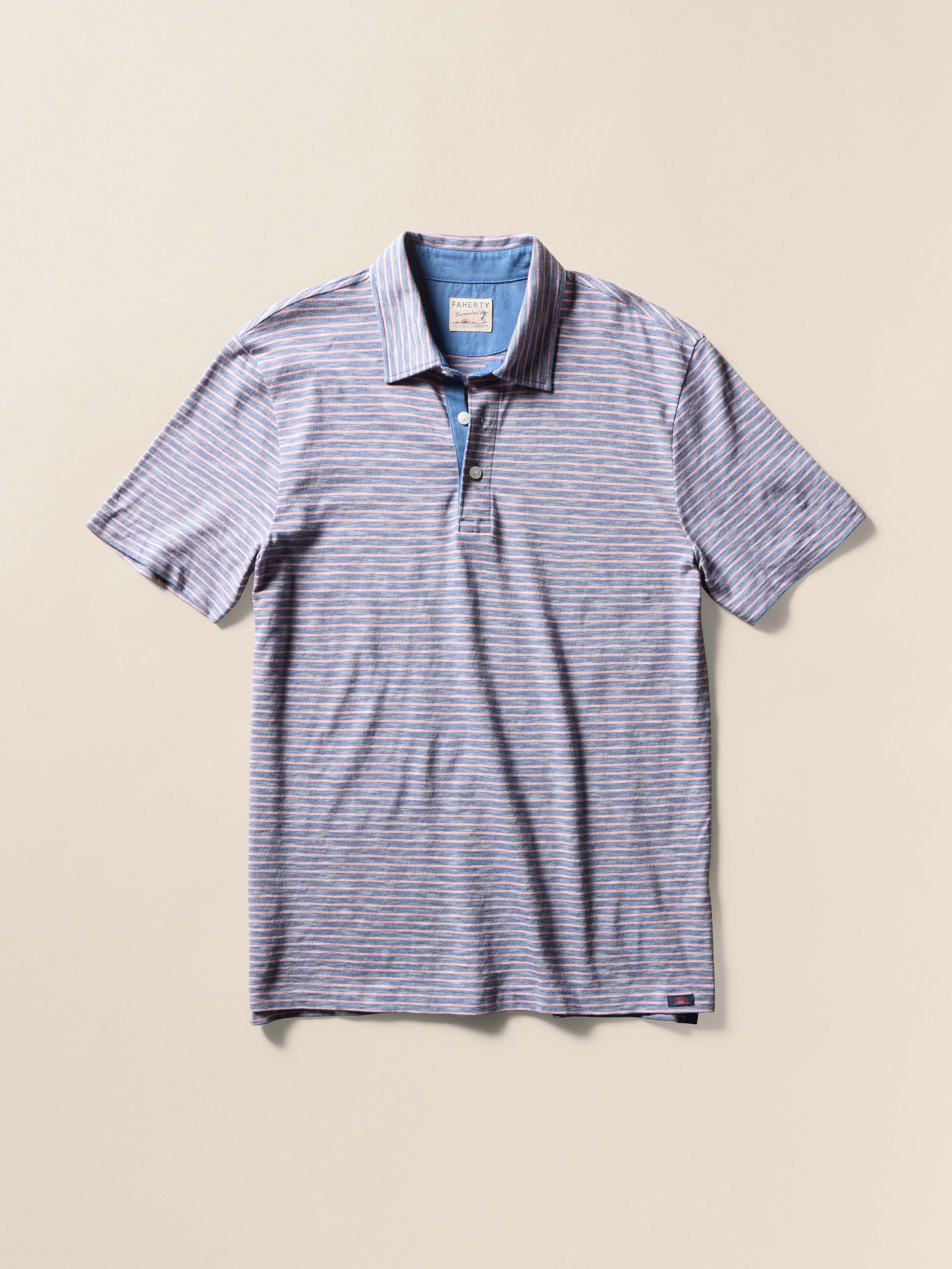 Sunwashed T-Shirt Polo - Sea Fire Stripe