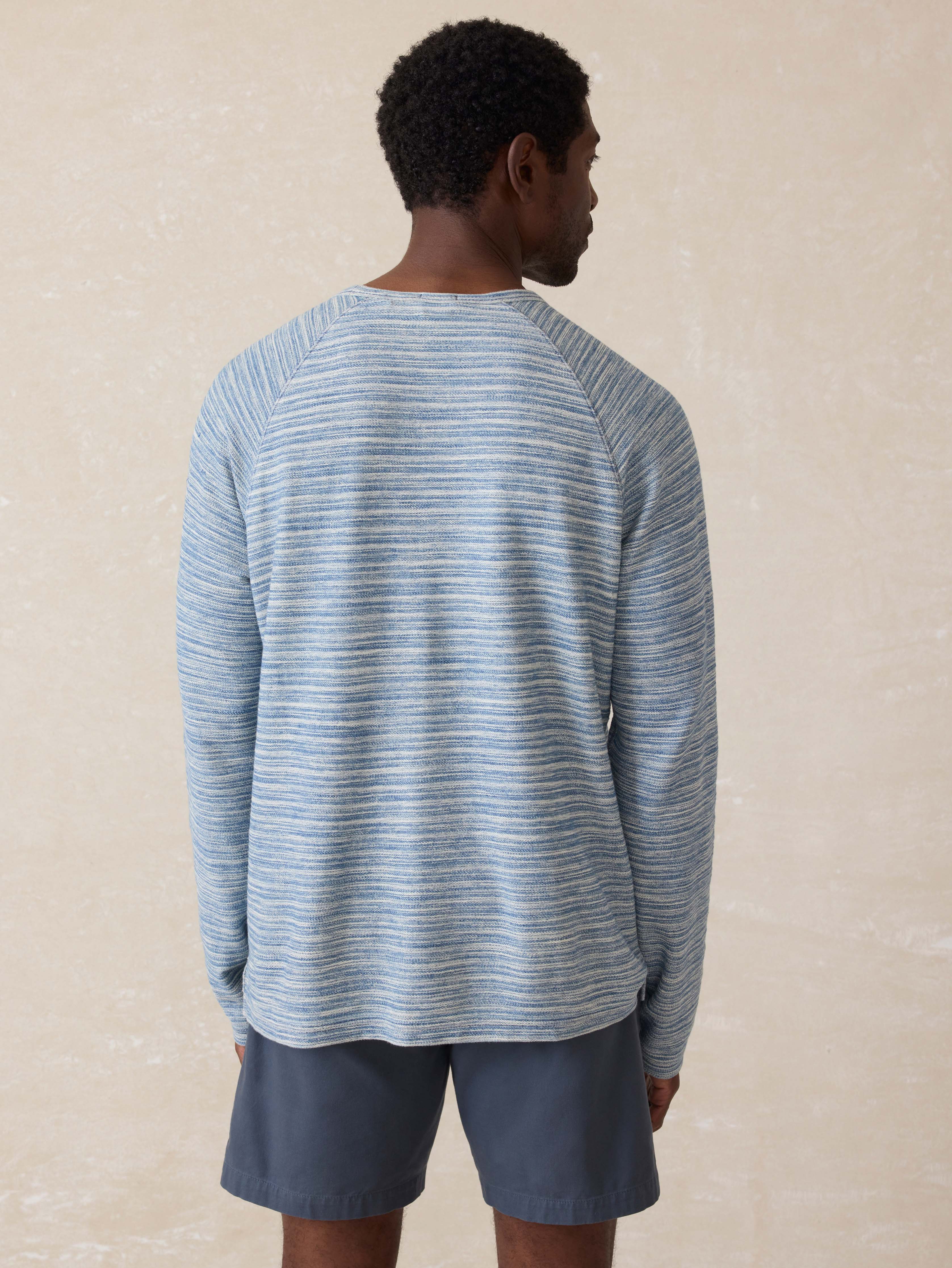 Indigo Crewneck Sweatshirt - Indigo Waterway Stripe