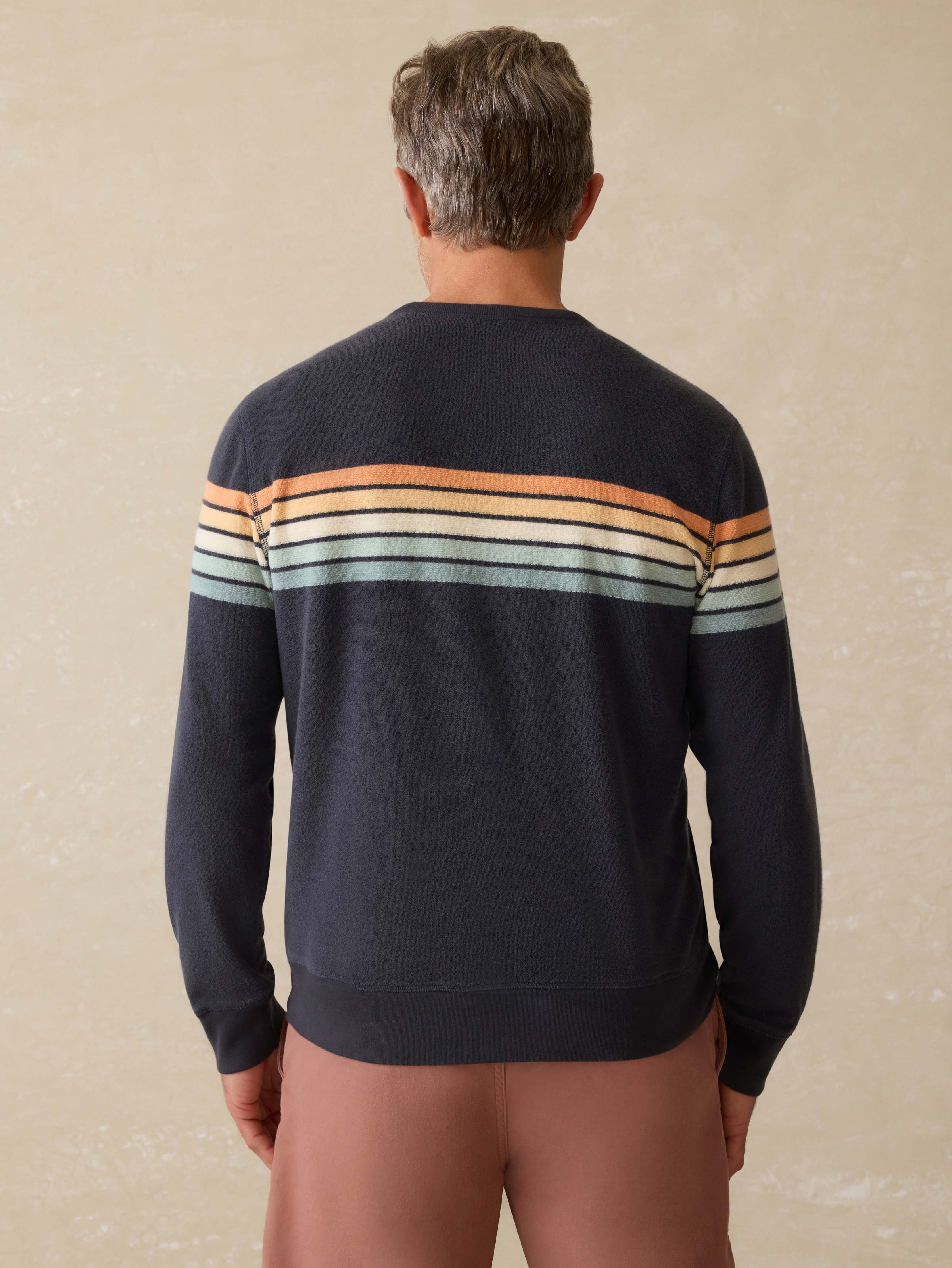 Cabana Towel Terry Crewneck - Seacoast Sunrise Stripe