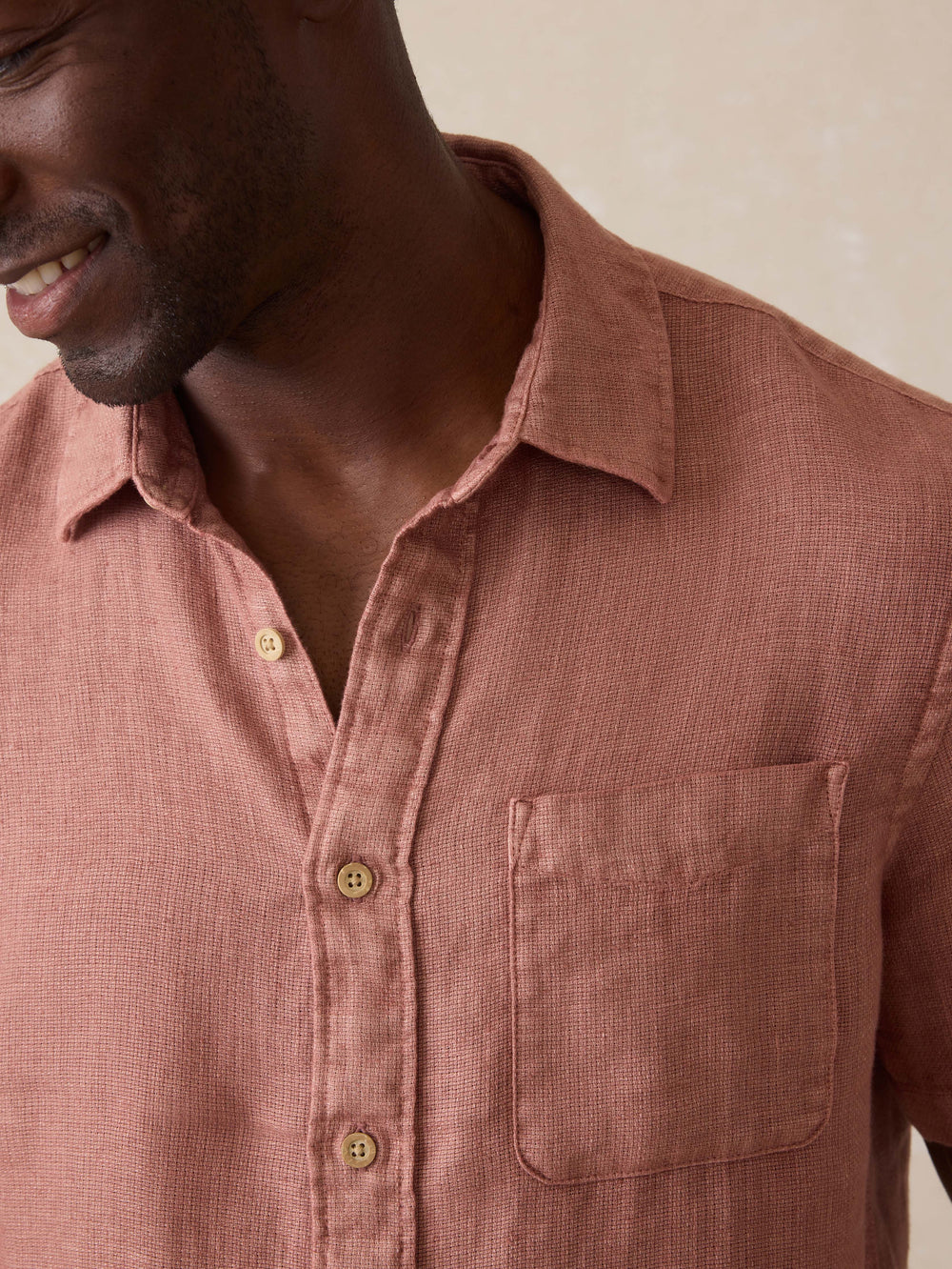 Faherty Mens SS Palma Linen Shirt in Blue Basketweave - FINAL SALE main image 0
