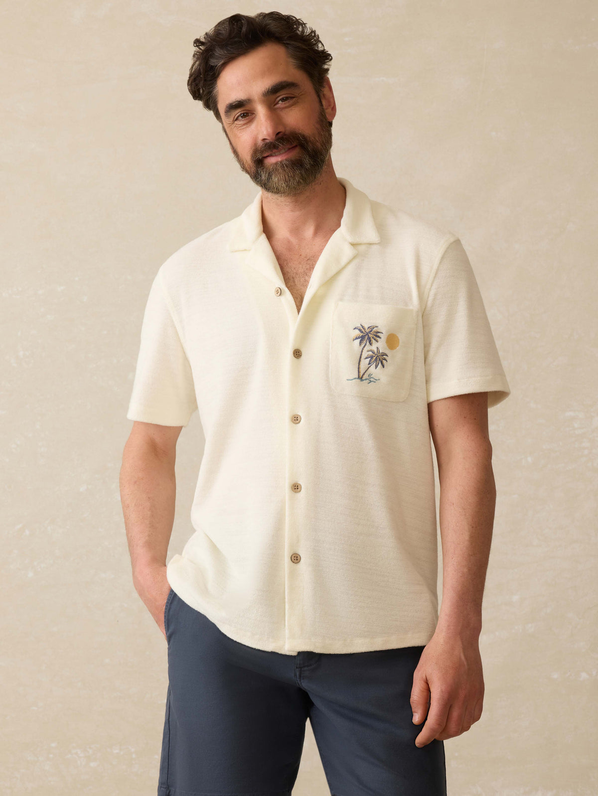 Short-Sleeve Cabana Towel Terry Shirt - South Sand Beach, image 1 of 5