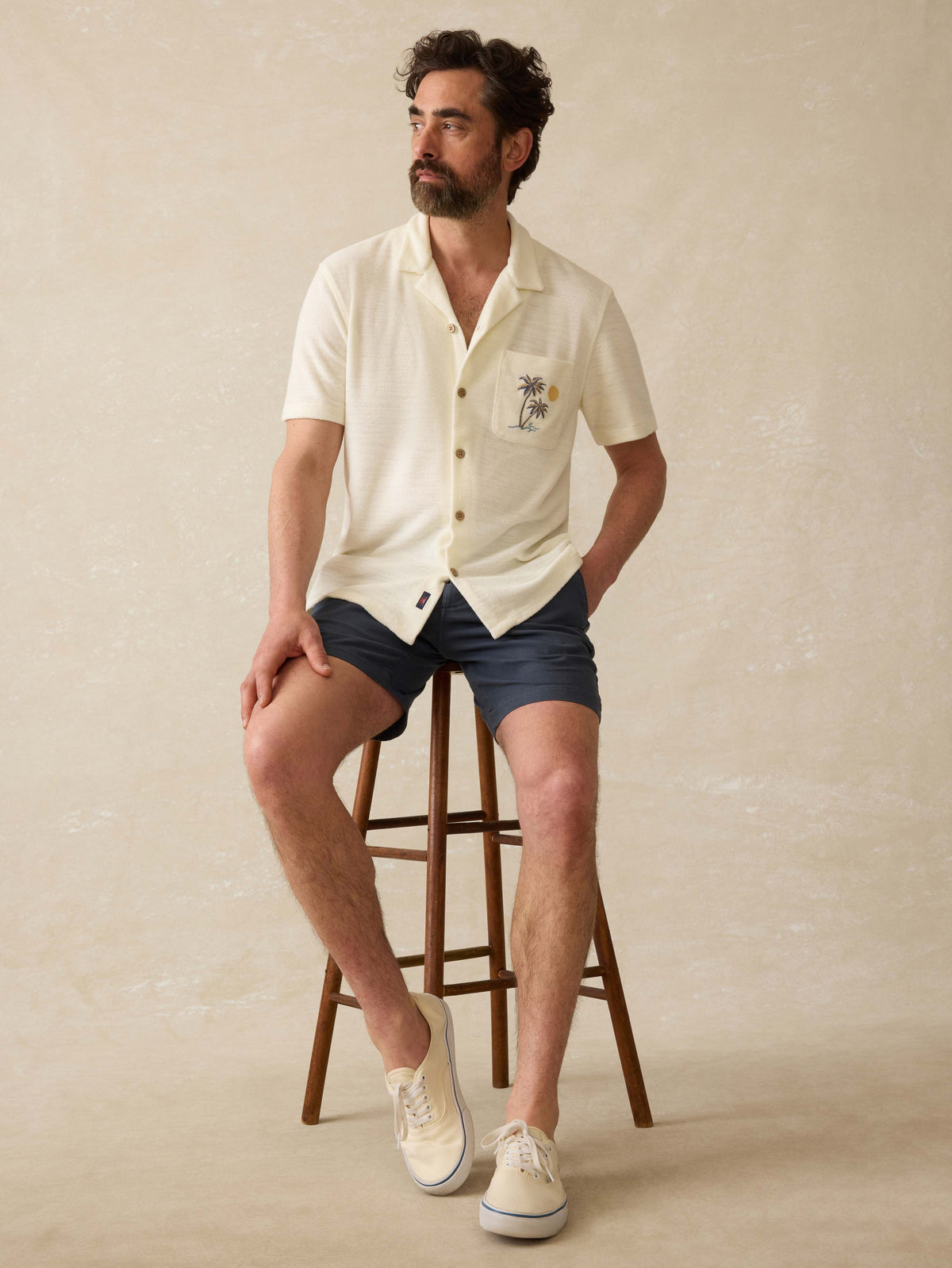 Short-Sleeve Cabana Towel Terry Shirt - South Sand Beach, image 4 of 5