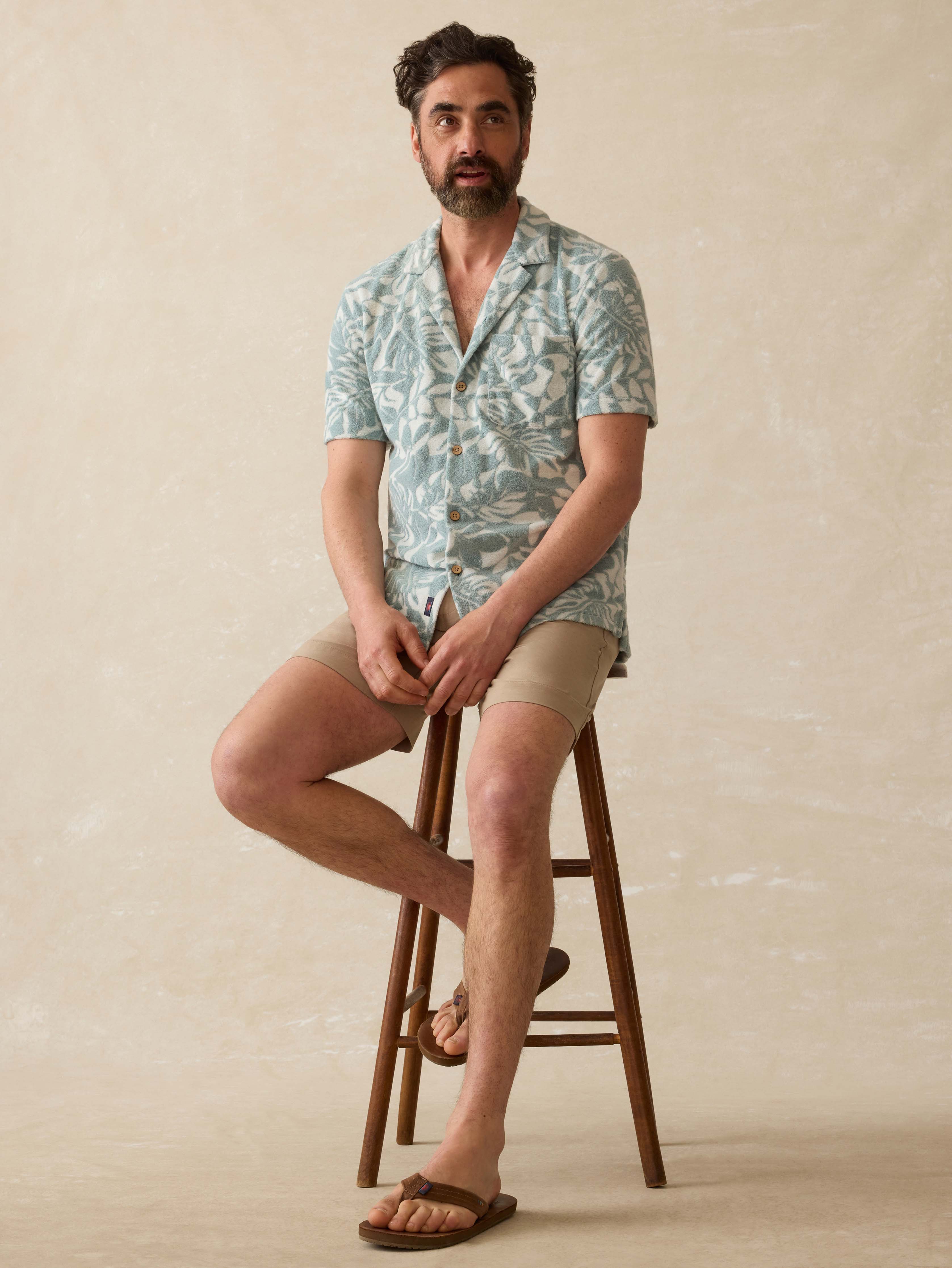 Short-Sleeve Cabana Towel Terry Shirt