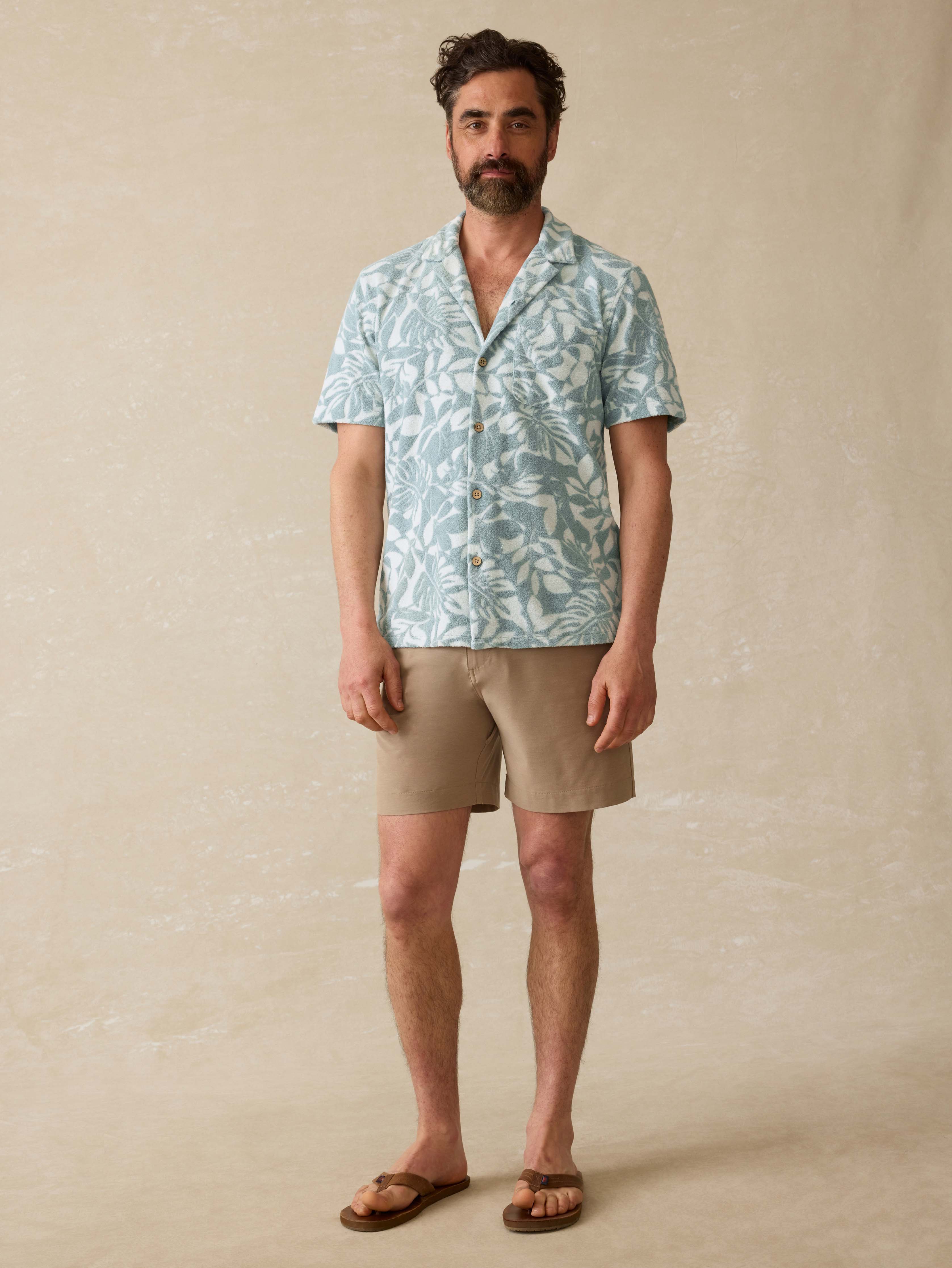 Short-Sleeve Cabana Towel Terry Shirt