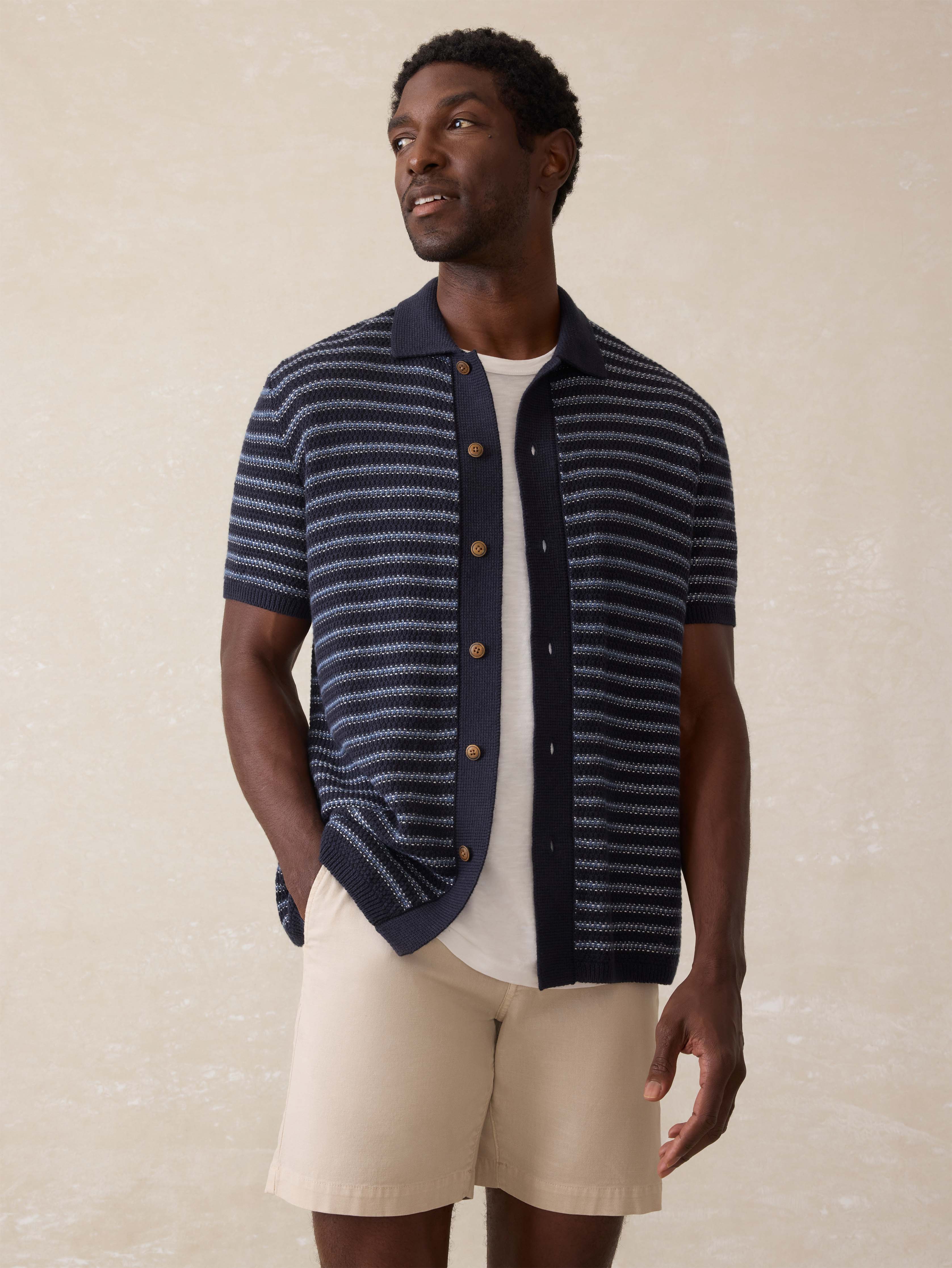 Short-Sleeve Sweater Shirt