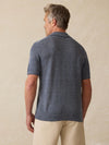 Short-Sleeve Linen Sweater Polo - Cayman Navy Feeder