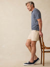Short-Sleeve Linen Sweater Polo - Cayman Navy Feeder