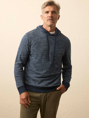 Sunwashed Slub Hoodie - Navy Stream Stripe
