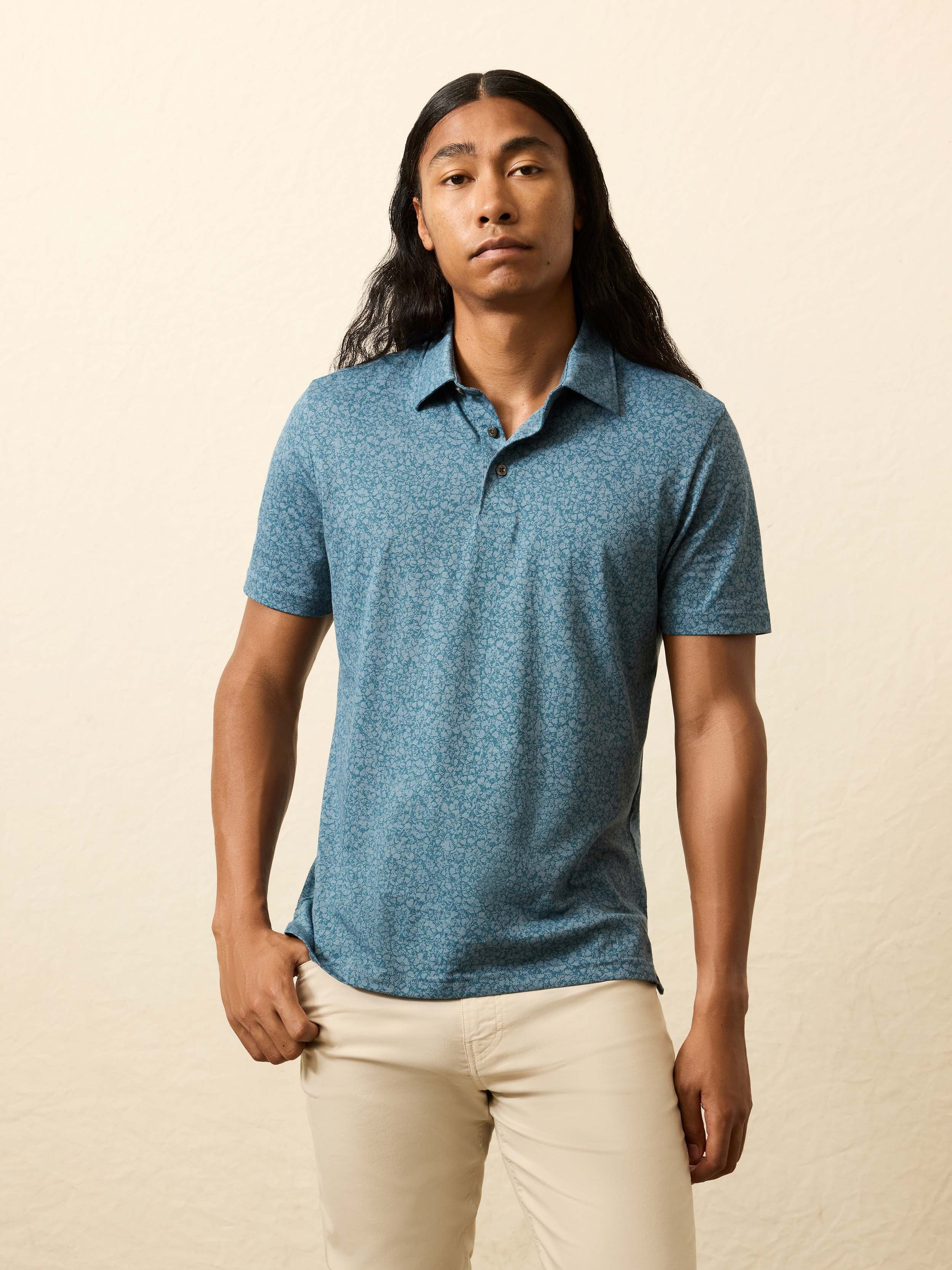 Short-Sleeve Movement™ Pique Polo - Eastern Sky Blossom | Faherty Brand