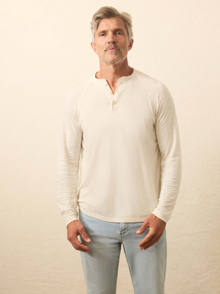 Long-Sleeve Cloud Henley - Ivory Heather | Faherty Brand