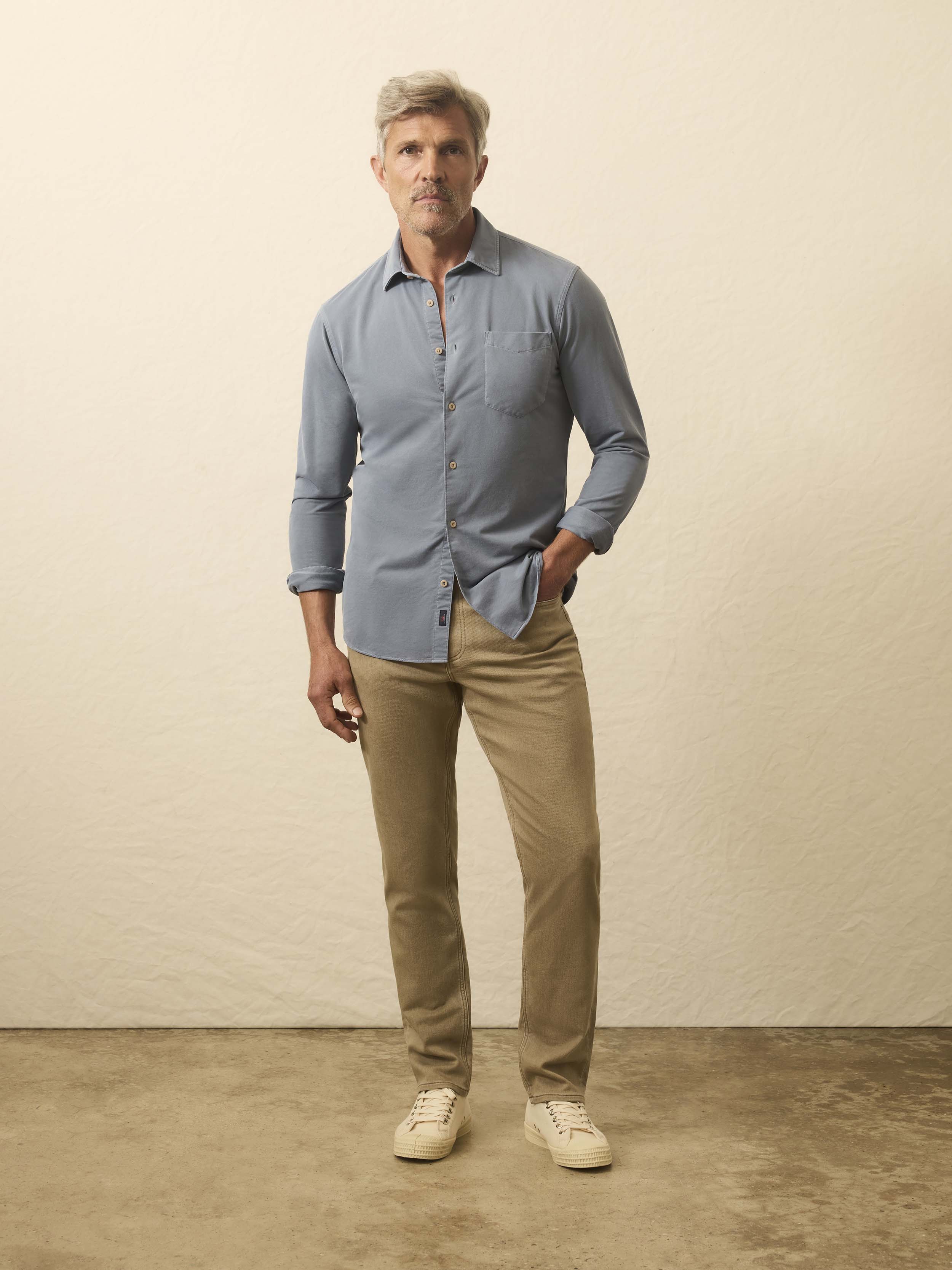 Long-Sleeve Costa Pique Shirt - Sea Cavern | Faherty Brand