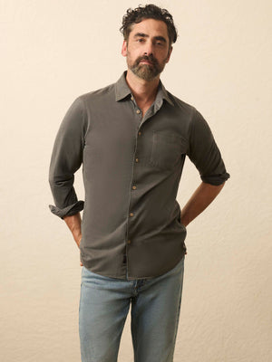 Long-Sleeve Costa Pique Shirt - Washed Charcoal