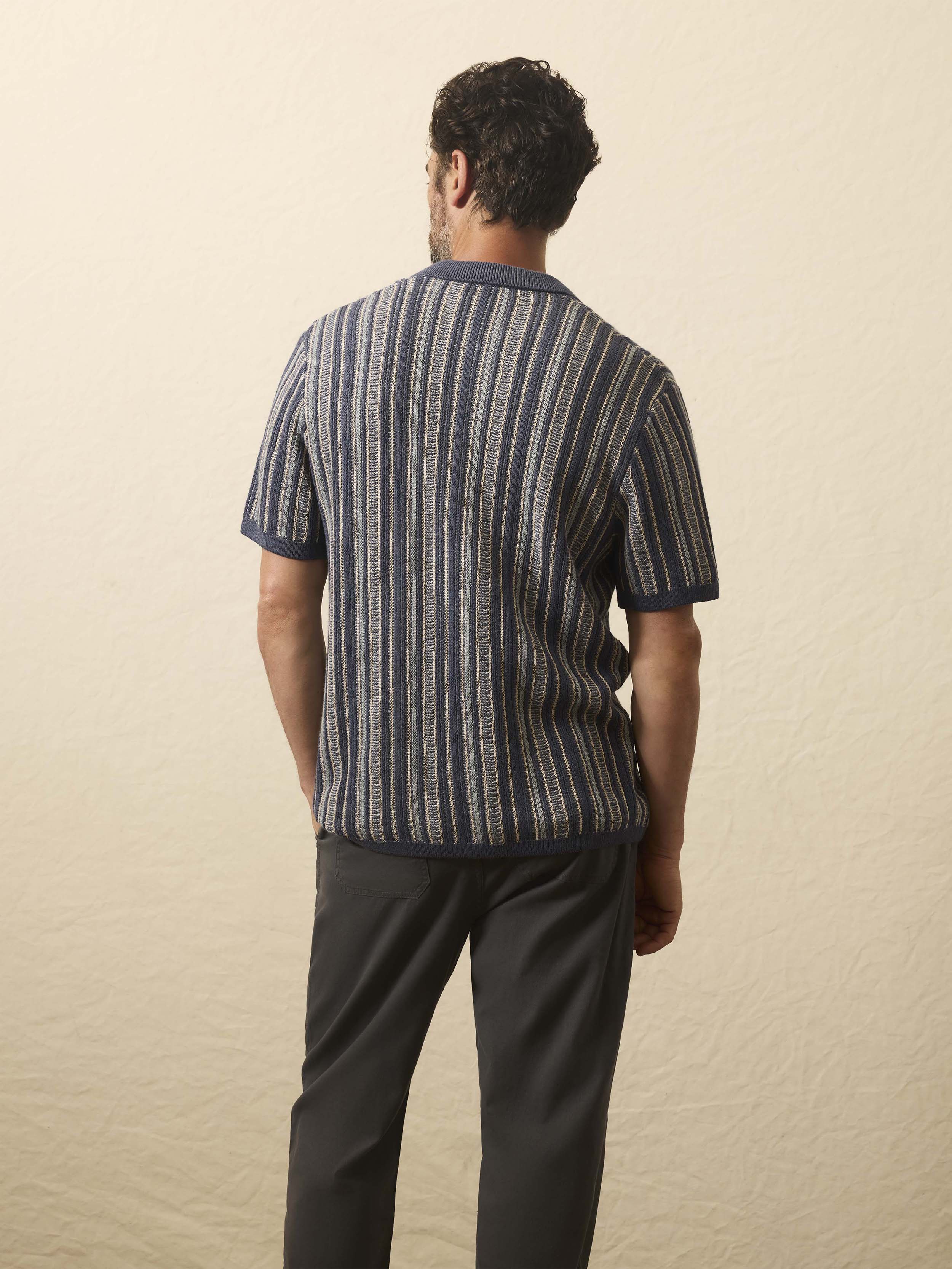 Short-Sleeve Sweater Shirt - River Cliffs Stripe