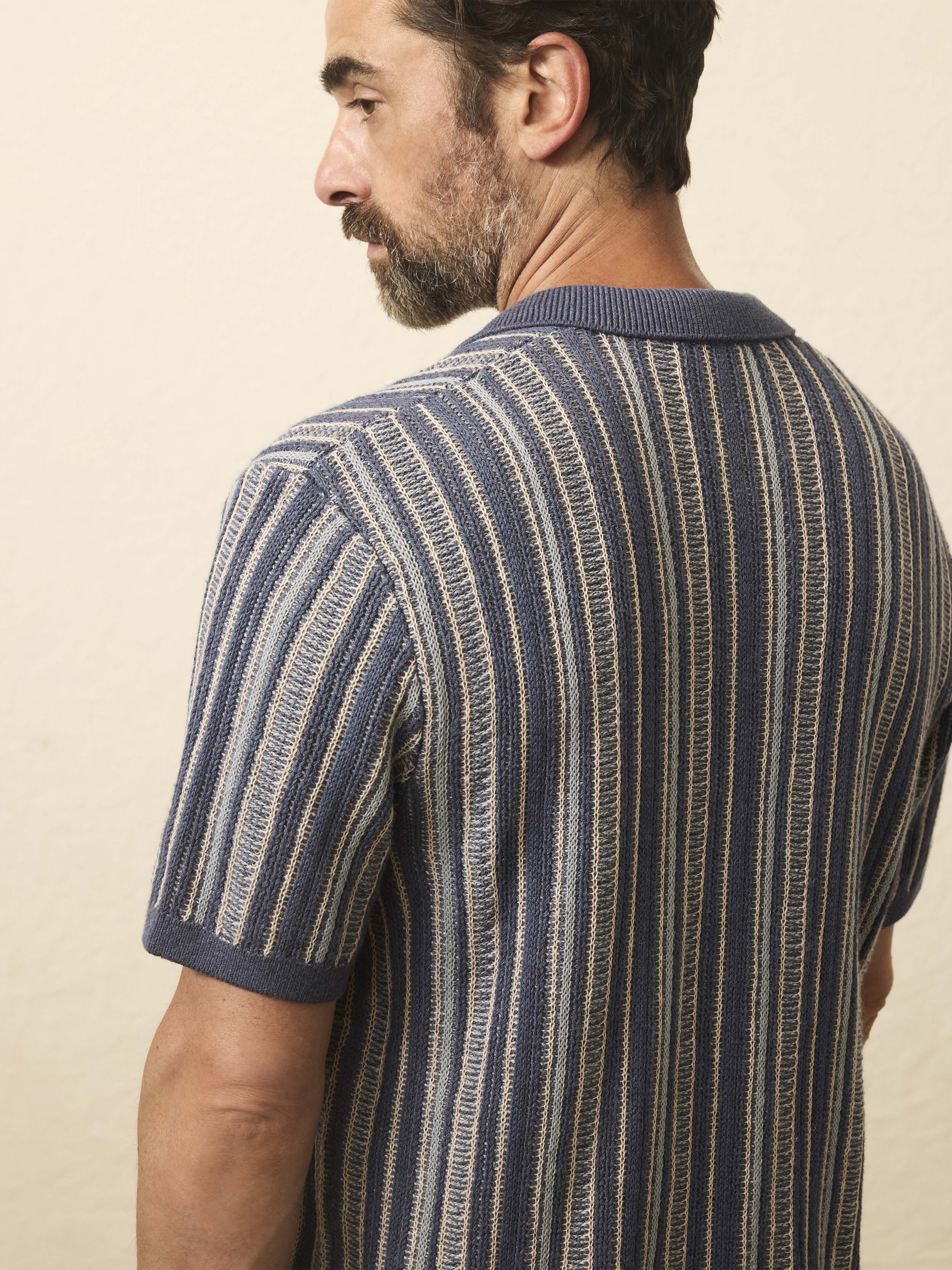 Short-Sleeve Sweater Shirt - River Cliffs Stripe